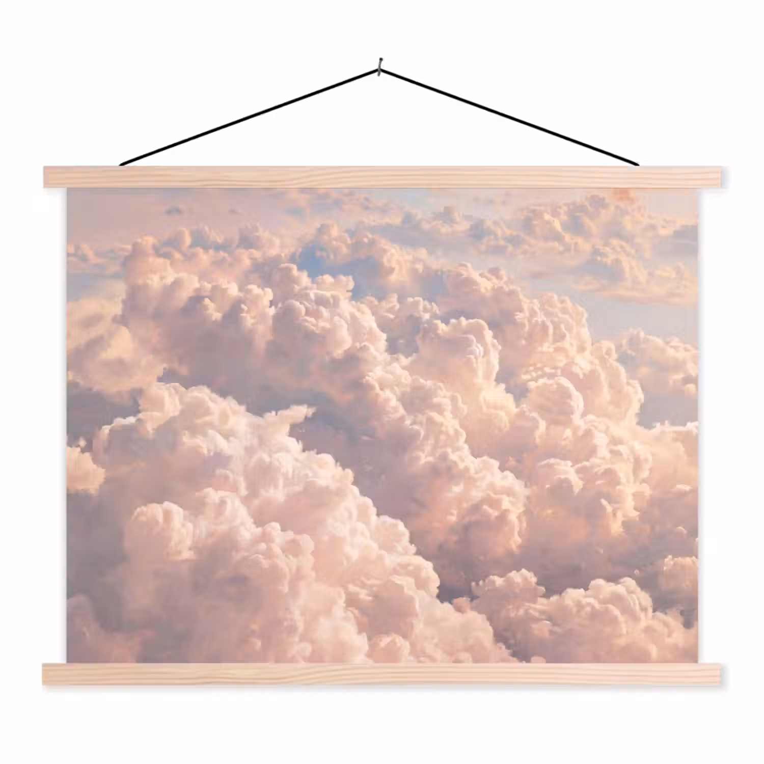 Wolken - Zonsondergang - Natuur - Pastel - Roze textielposter latten blank klein -3d
