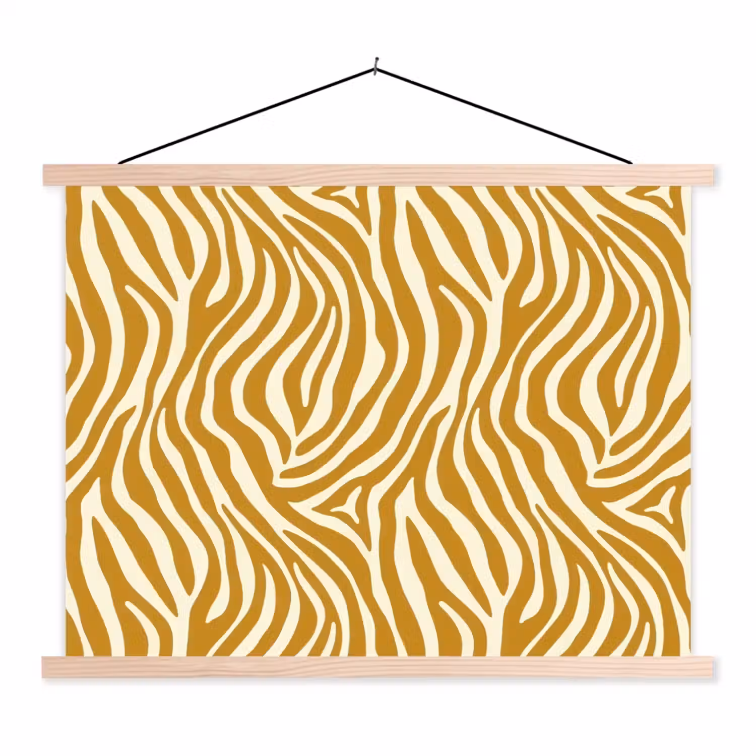 Zebra - Klassiek - Oker - Geel textielposter latten blank klein 122 -3d
