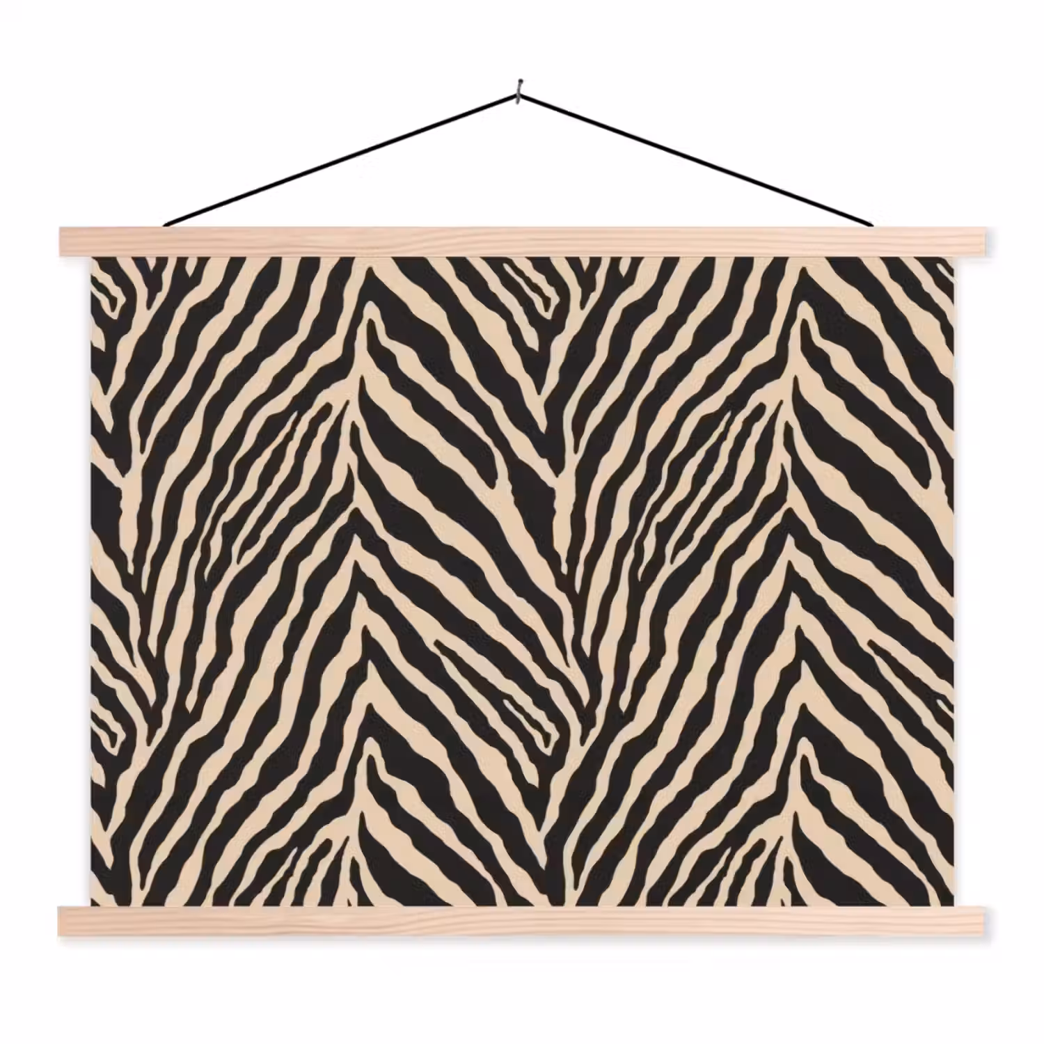 Zebra - Klassiek - Zwart textielposter latten blank klein 122 -3d
