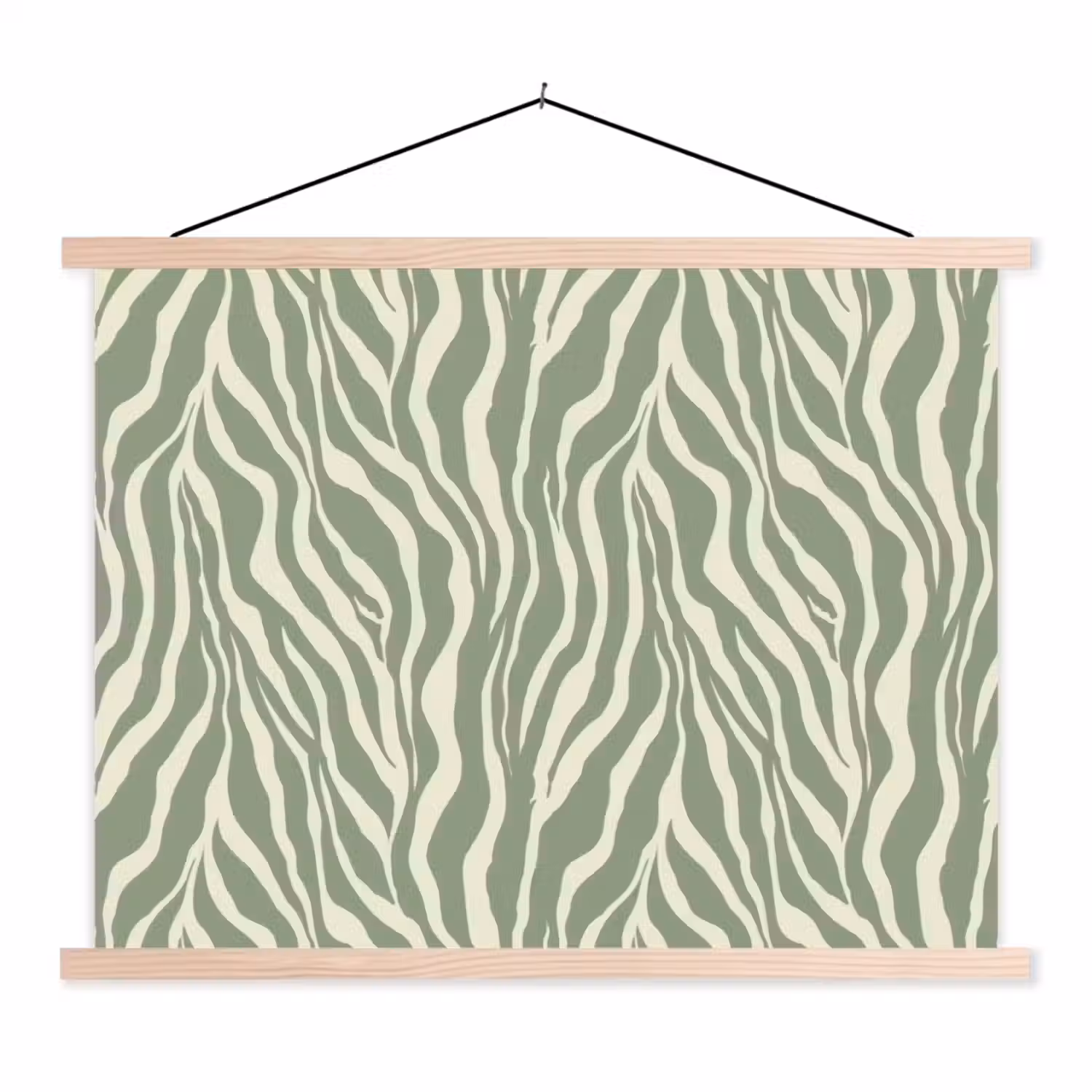 Zebra - Motief - Groen textielposter latten blank klein 122 -3d
