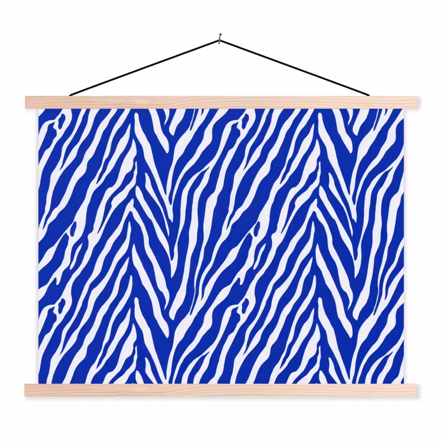 Zebra - Patroon - Kobalt - Blauw textielposter latten blank klein 122 -3d