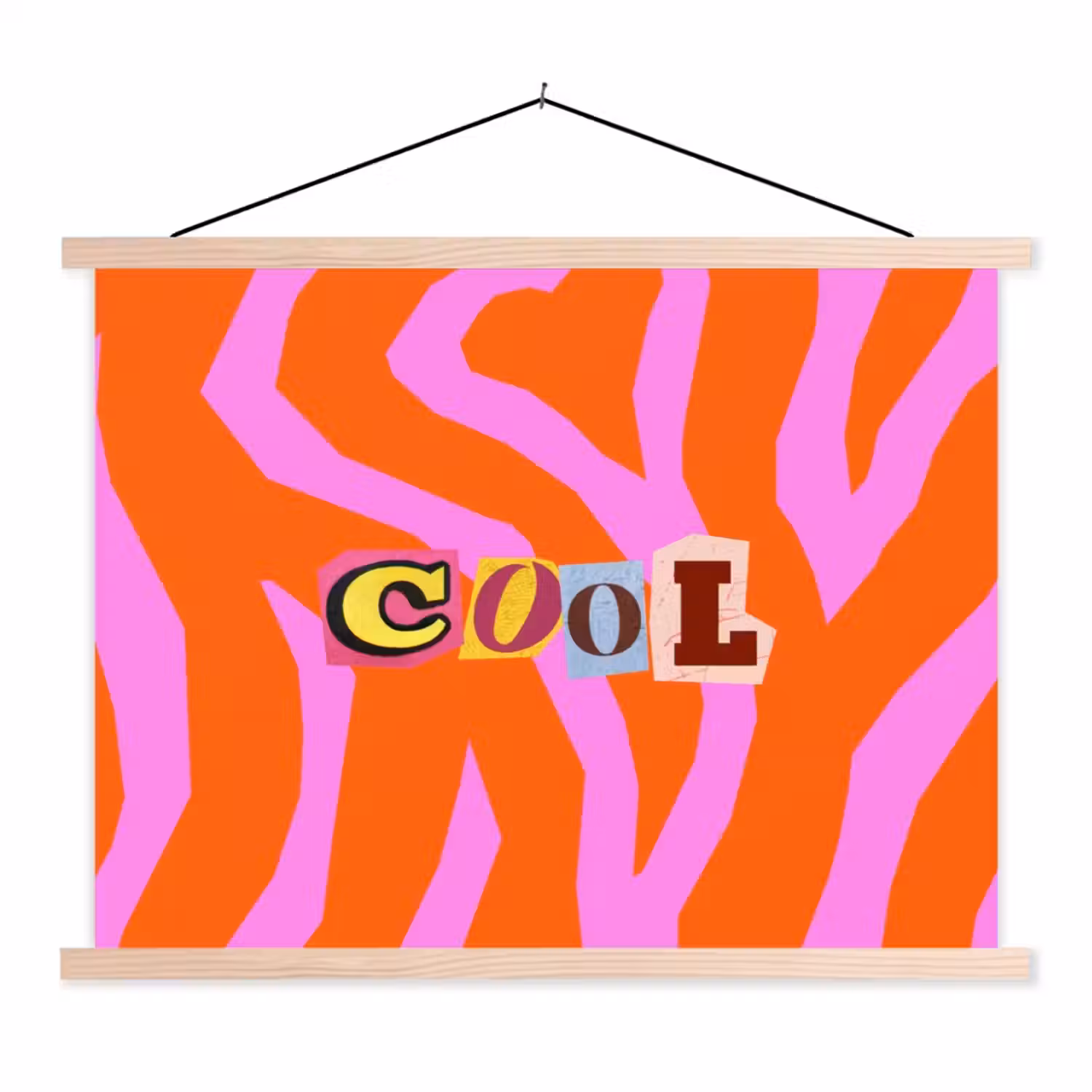 Zebraprint - Grafisch - COOL - Oranje textielposter latten blank klein -3d