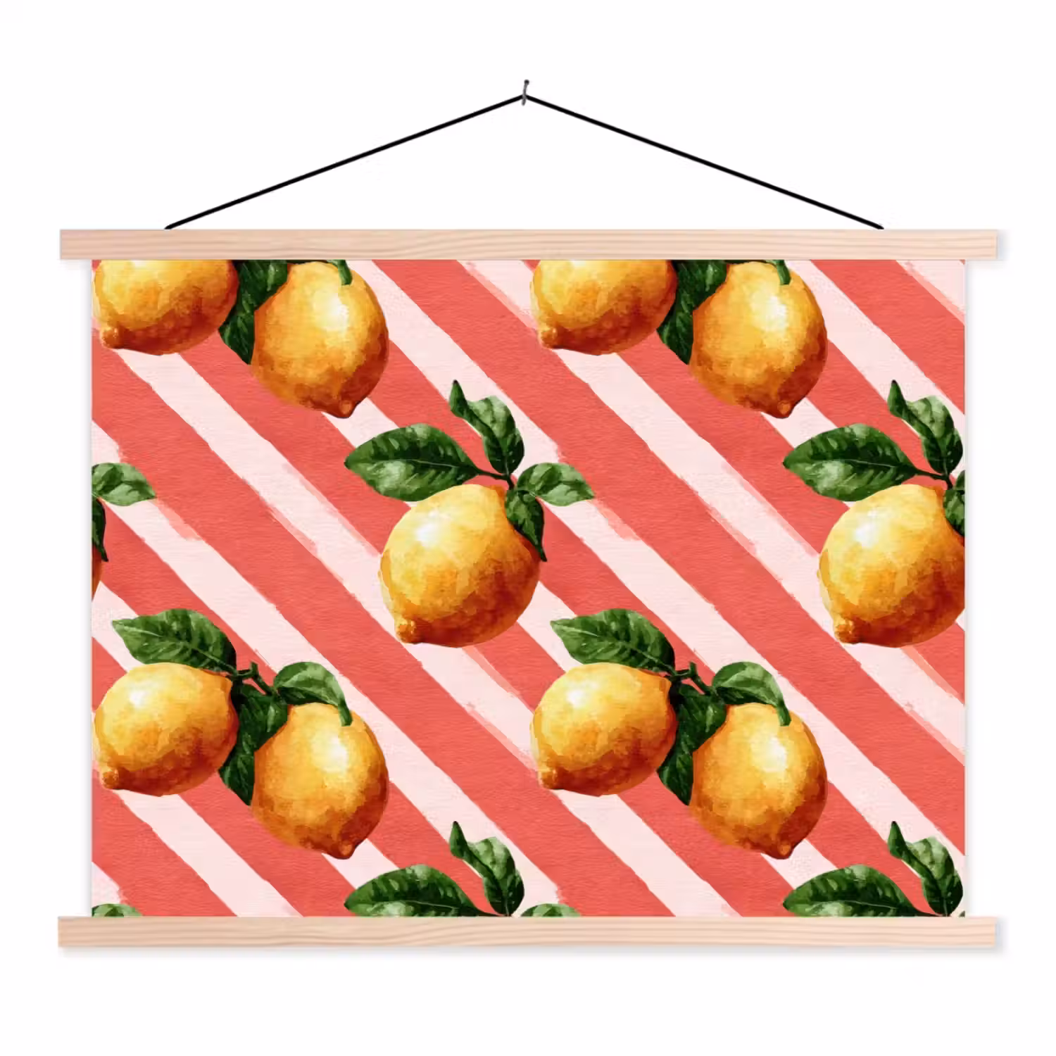 Citroen - Geïllustreerd - Oranje textielposter latten blank klein 122 -3d
