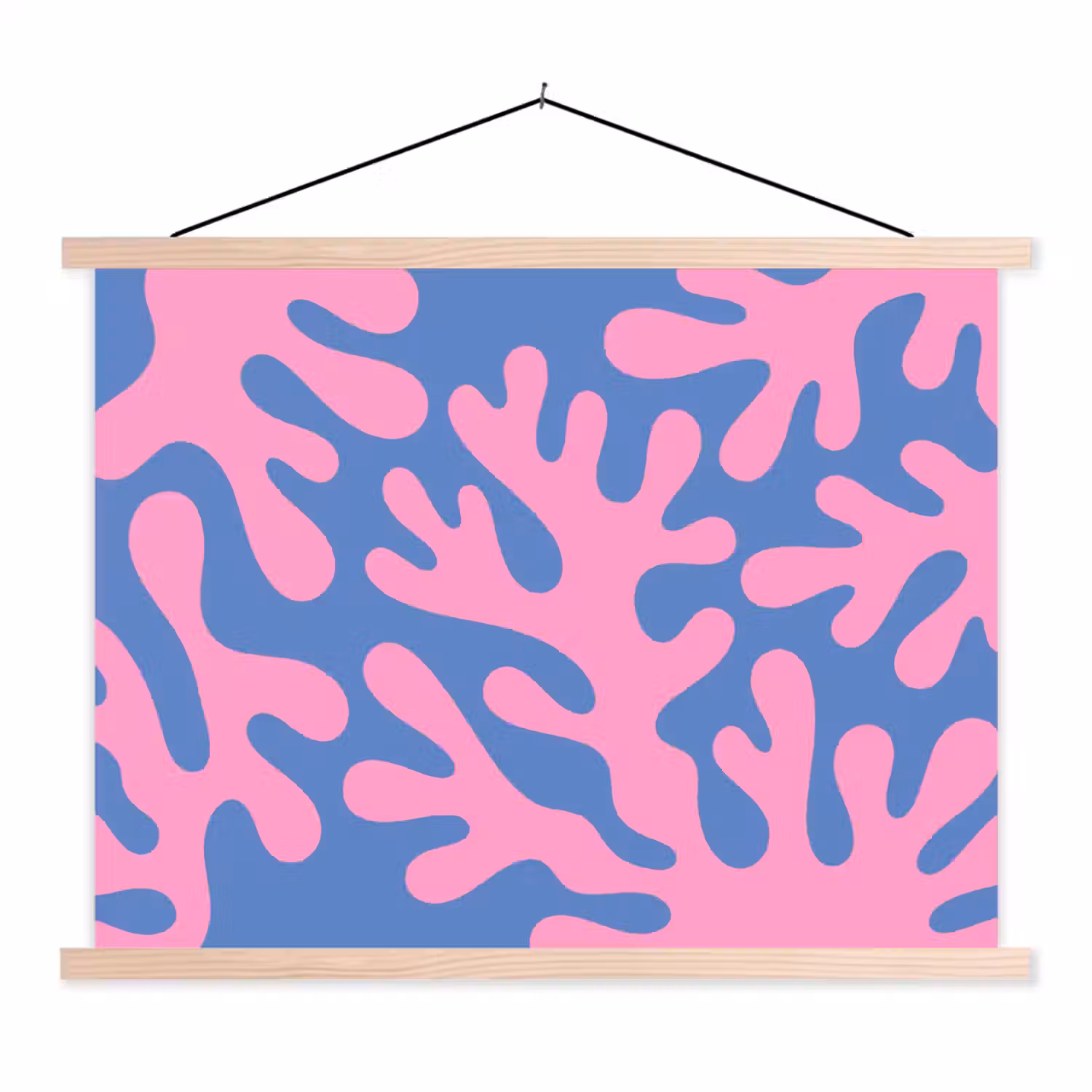 Abstract - Vormen - Roze - Blauw textielposter latten blank klein -3d