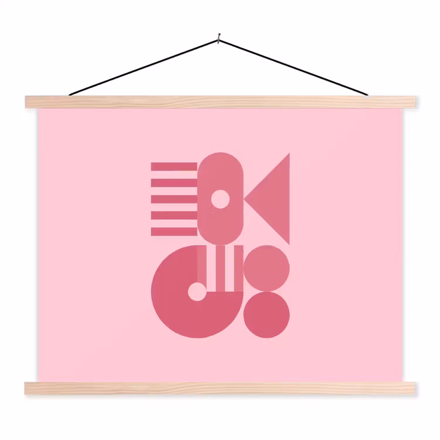 Abstract - Geometrisch - Vormen - Roze textielposter latten blank klein -3d