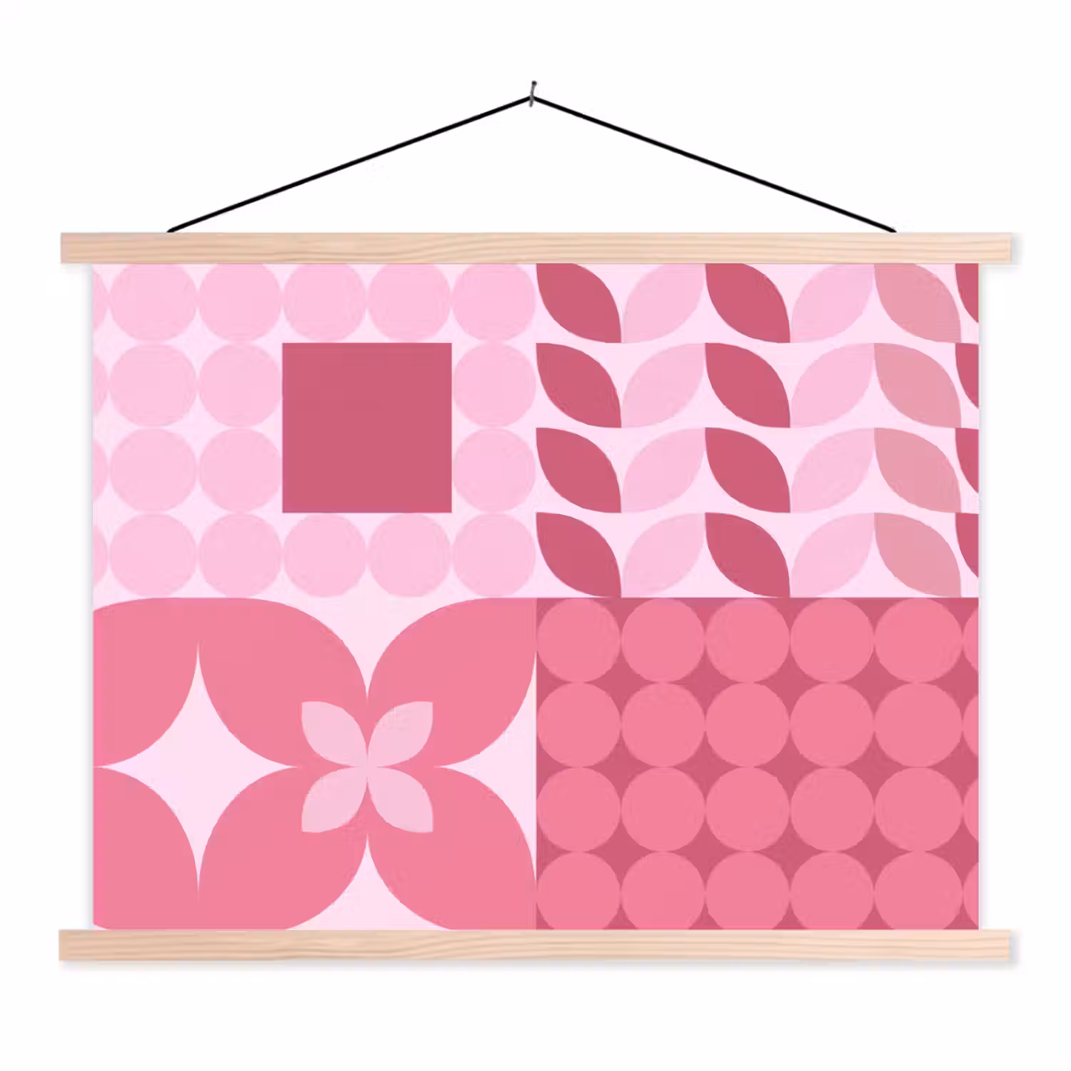 Abstract - Geometrisch - Patroon - Modern - Roze textielposter latten blank klein -3d
