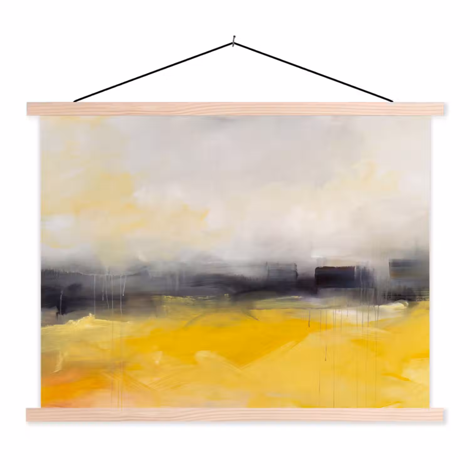 Abstract - Landschap - Modern - Geel textielposter latten blank klein -3d