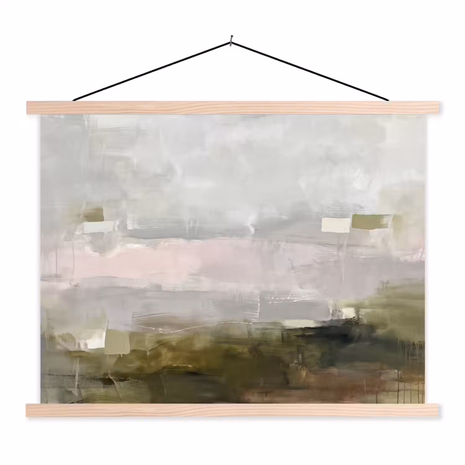 Abstract - Gelaagd - Kunst - Modern - Grijs-Groen textielposter latten blank klein -3d