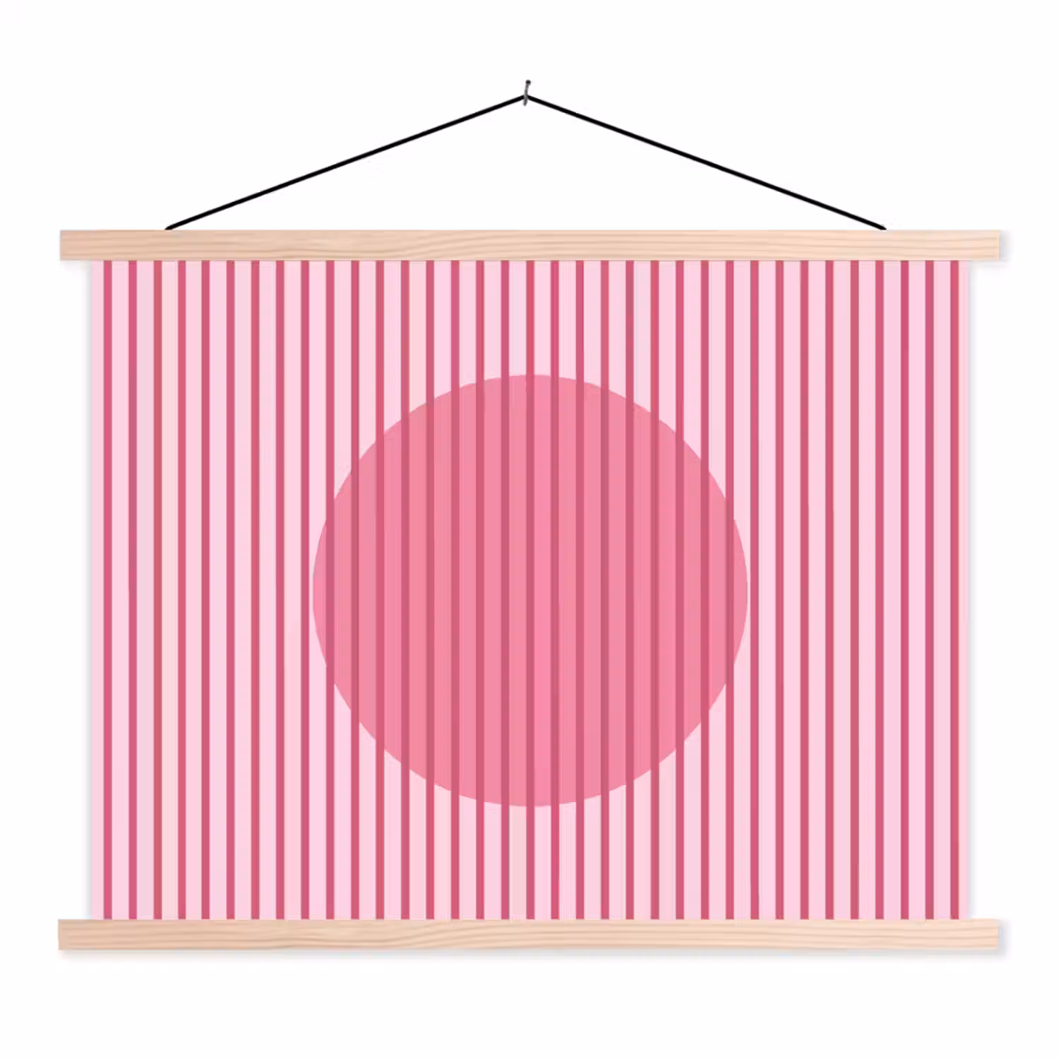 Abstract - Strepen - Ovaal - Roze - Modern textielposter latten blank klein -3d