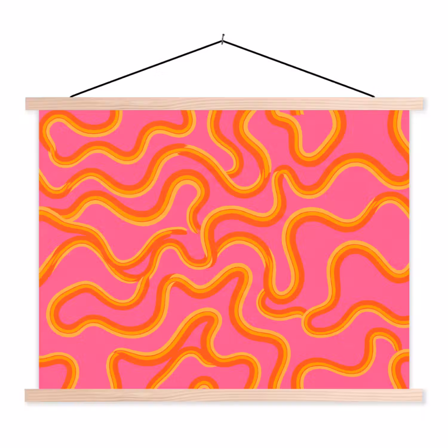Abstract - Golvende lijnen - Modern - Kleurrijk textielposter latten blank klein -3d