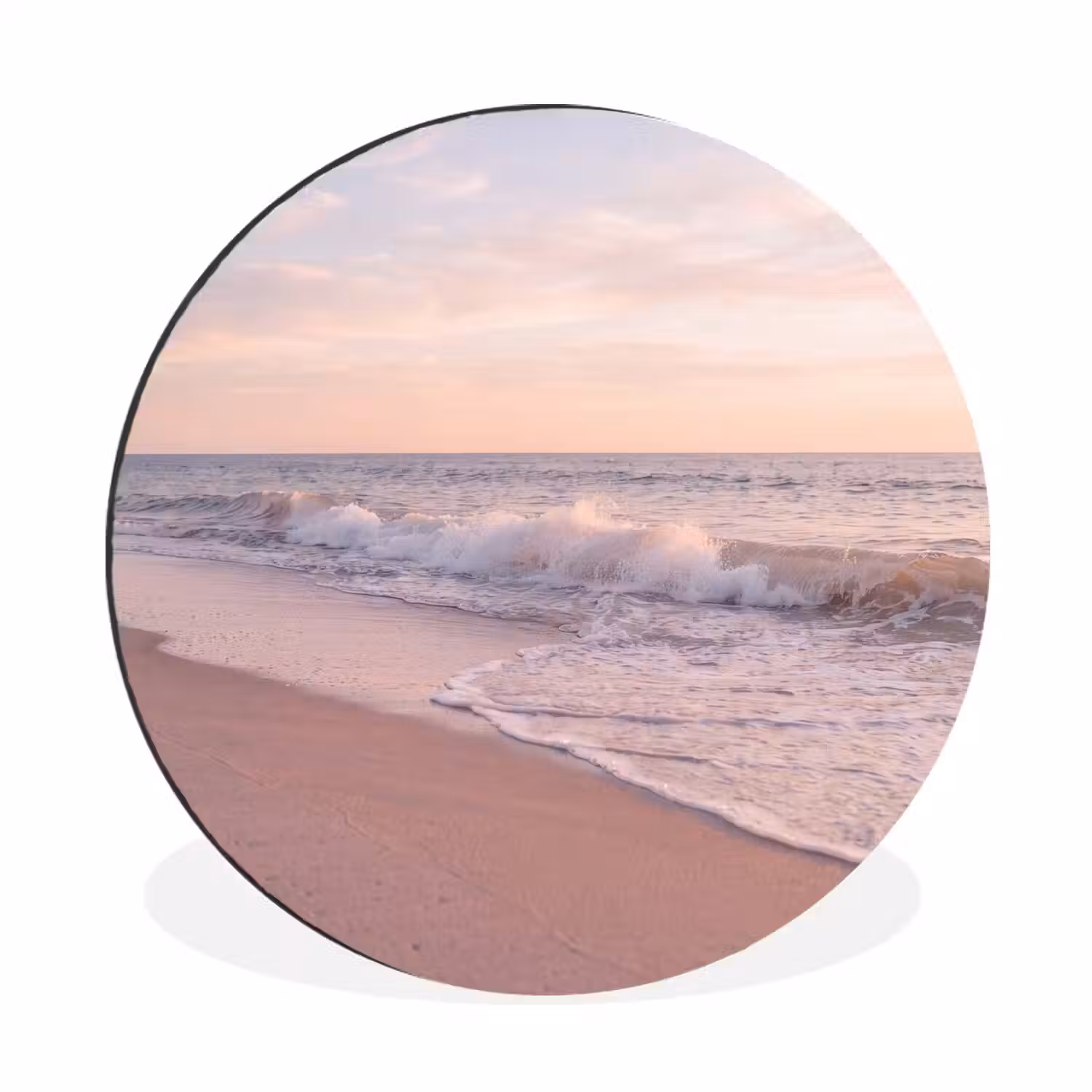 Strand - Zee - Golven - Natuur - Zonsondergang Wandcirkel aluminium klein -3d
