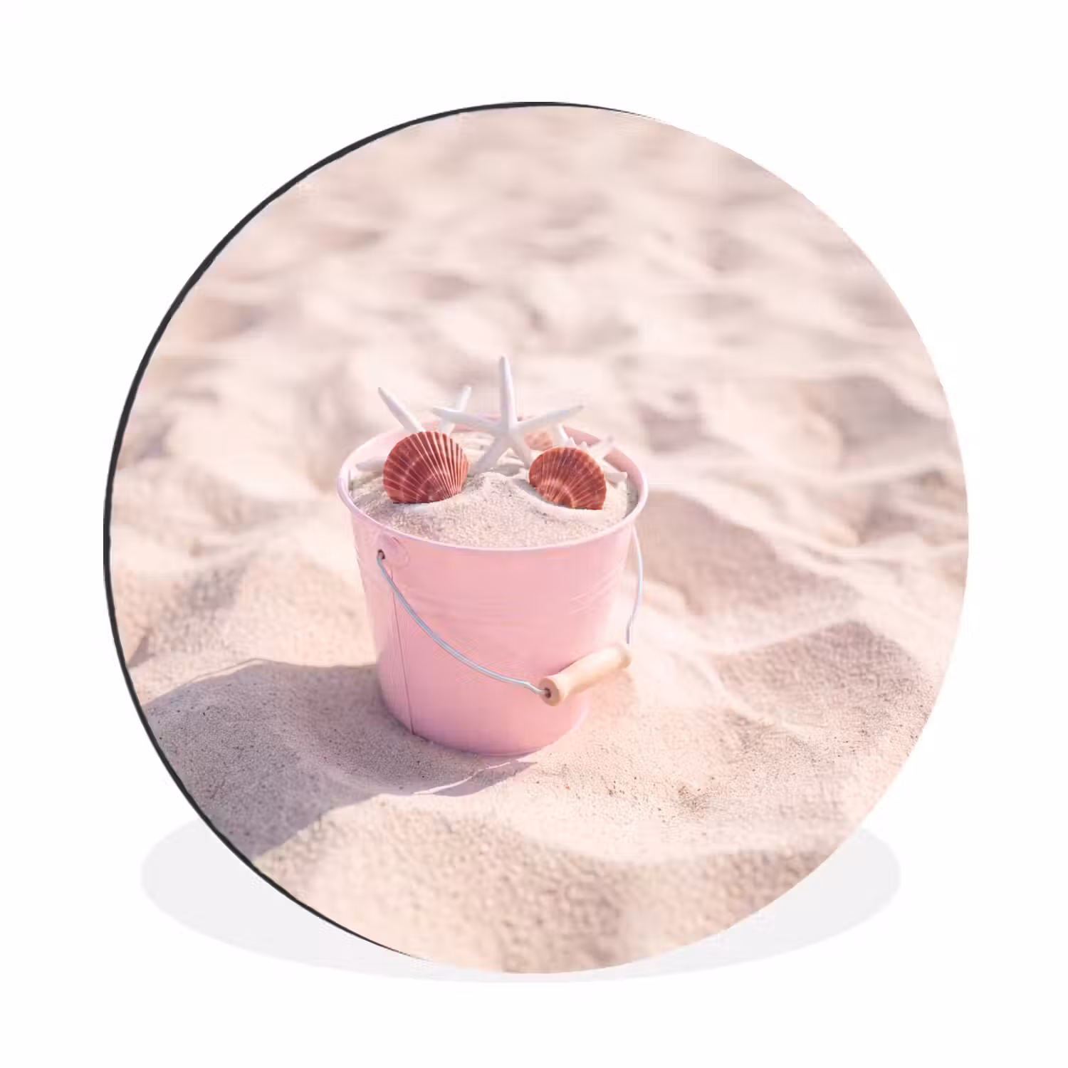 Strand - Schelpen - Zomer - Roze - Decoratie Wandcirkel aluminium klein -3d