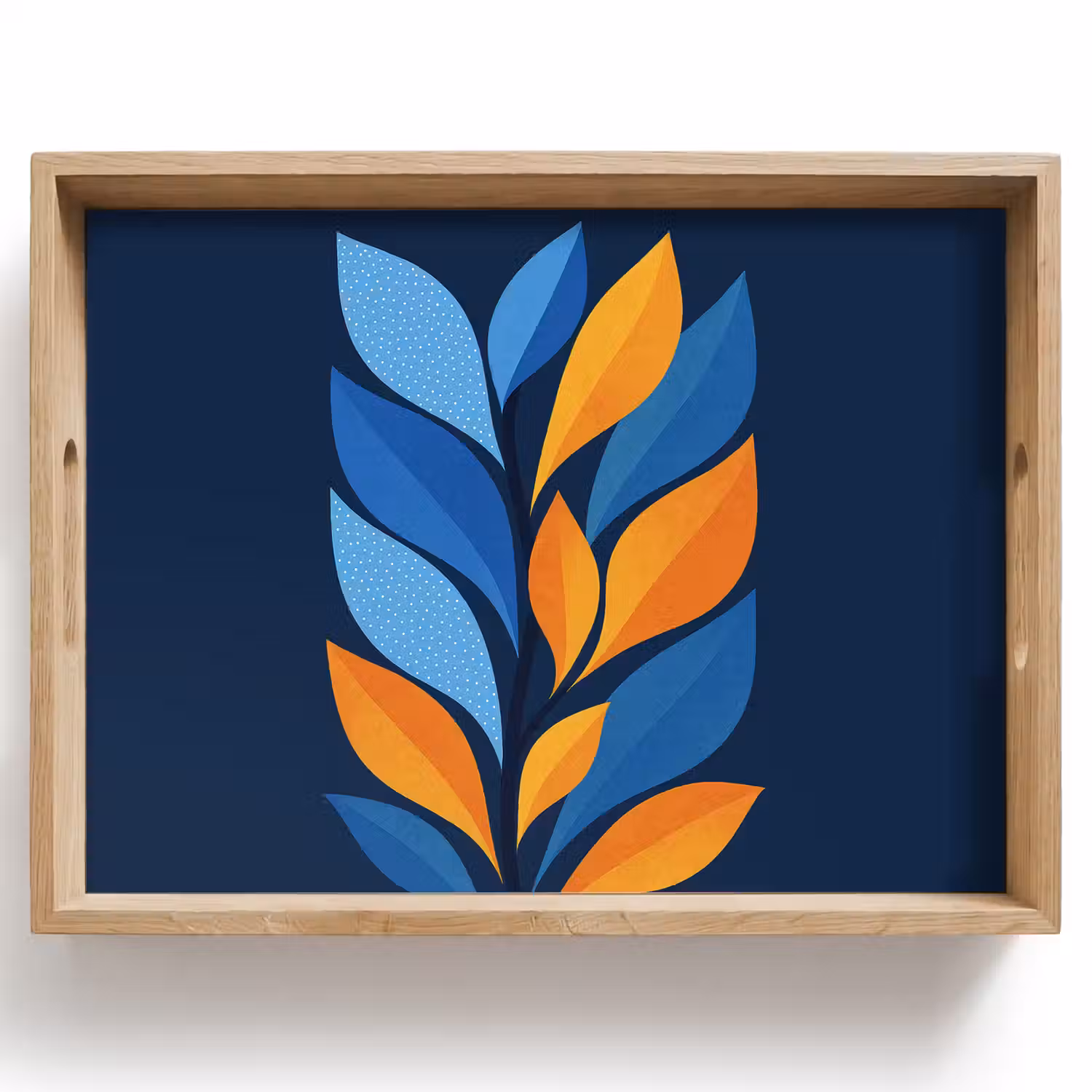 Abstract - Bladeren - Blauw Dienblad Rechthoek middel -z3d_shopping