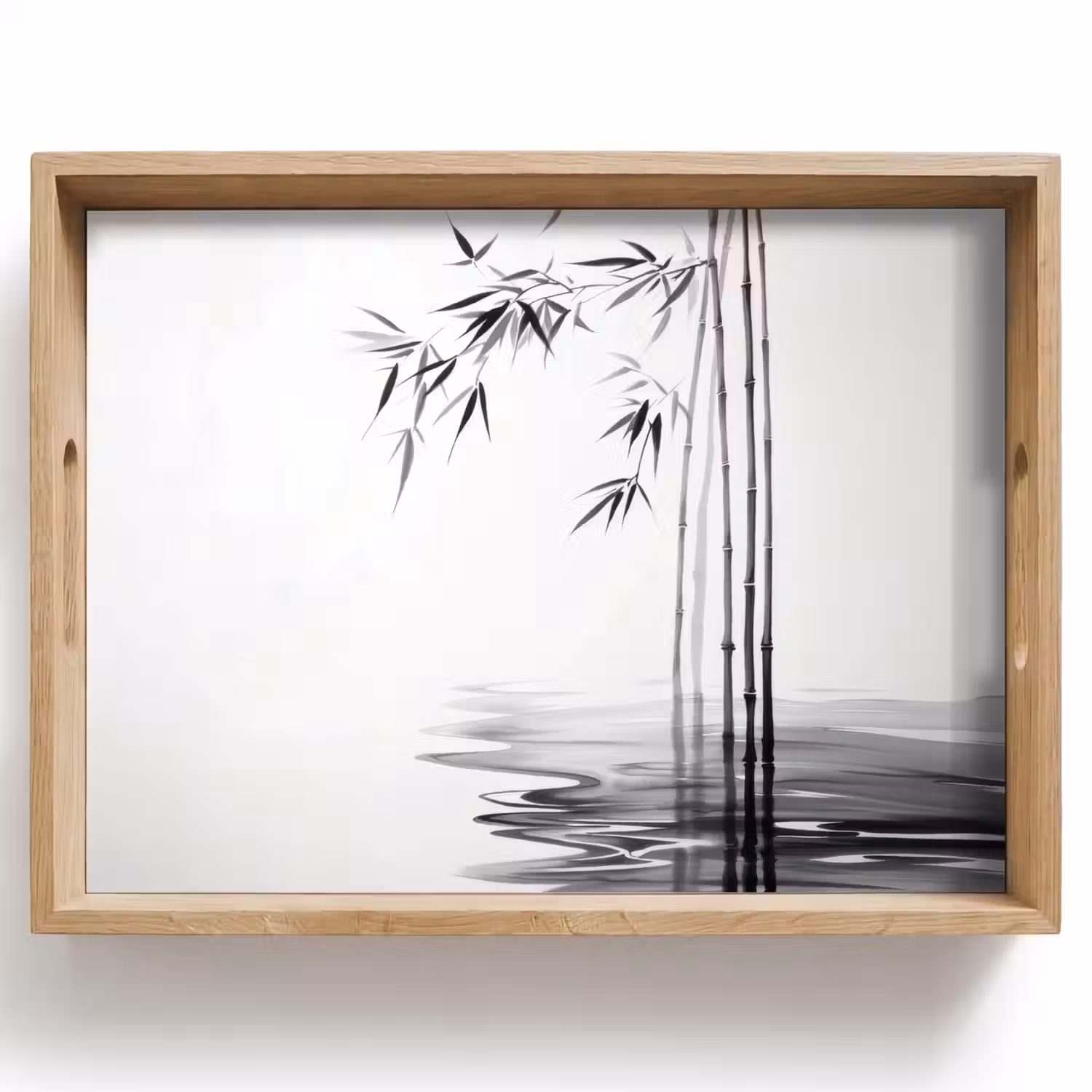 Bamboestammen - Water - Minimalistisch - Wit Dienblad Rechthoek middel -z3d_shopping
