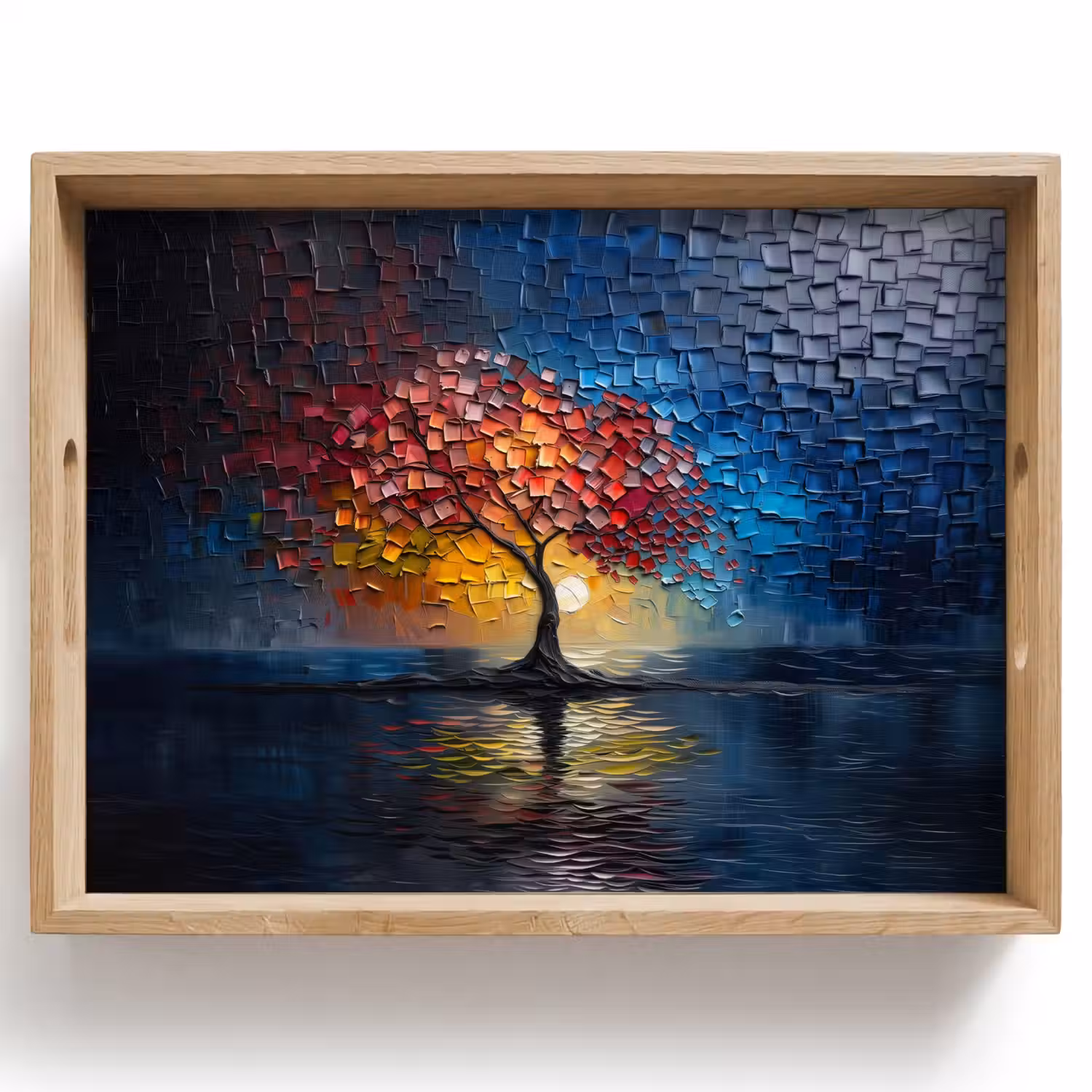 Boom - Blauw - Bladeren - Vakken Dienblad Rechthoek middel -z3d_shopping