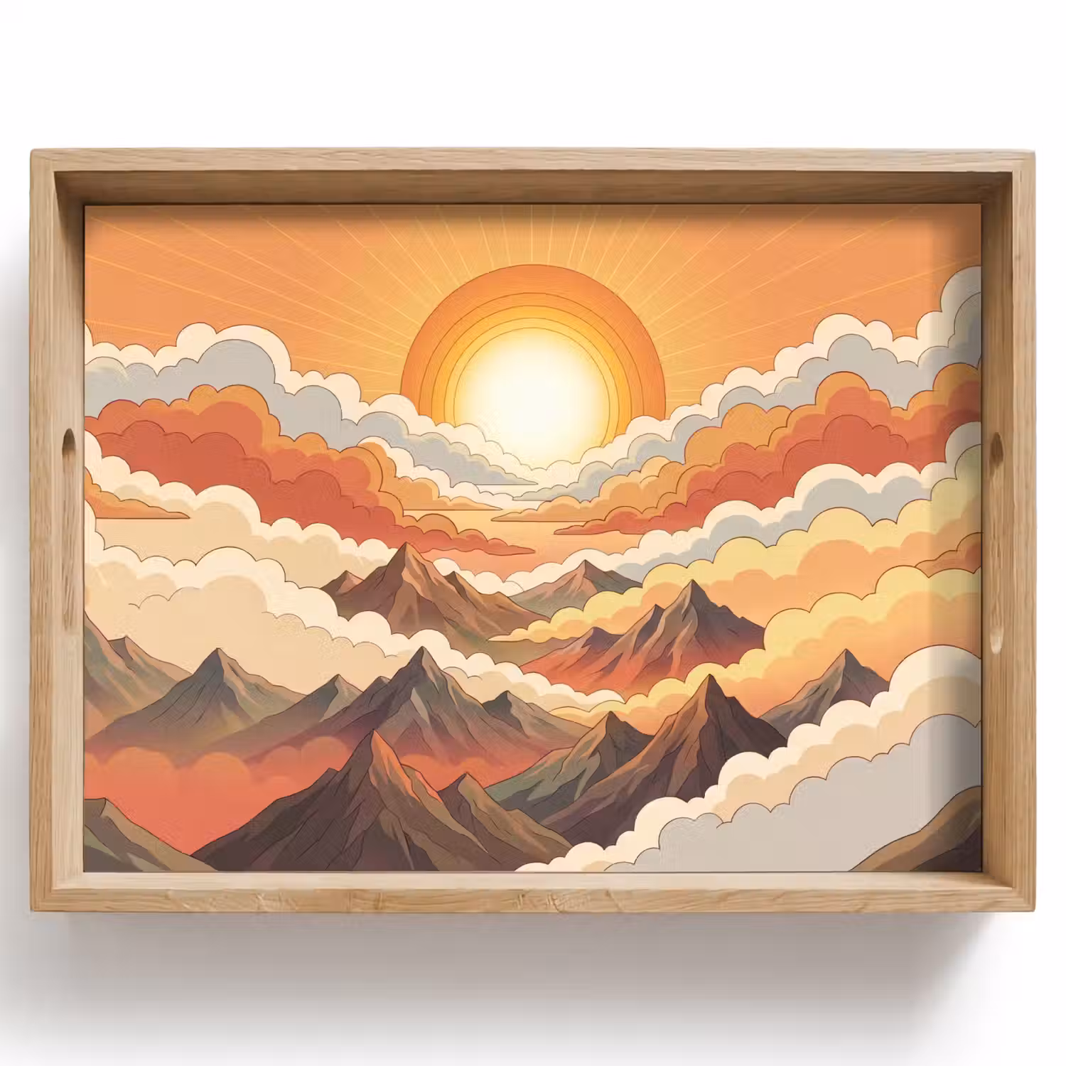 Bergen - Wolken - Natuur - Zonsopgang - Oranje Dienblad Rechthoek middel -z3d_shopping