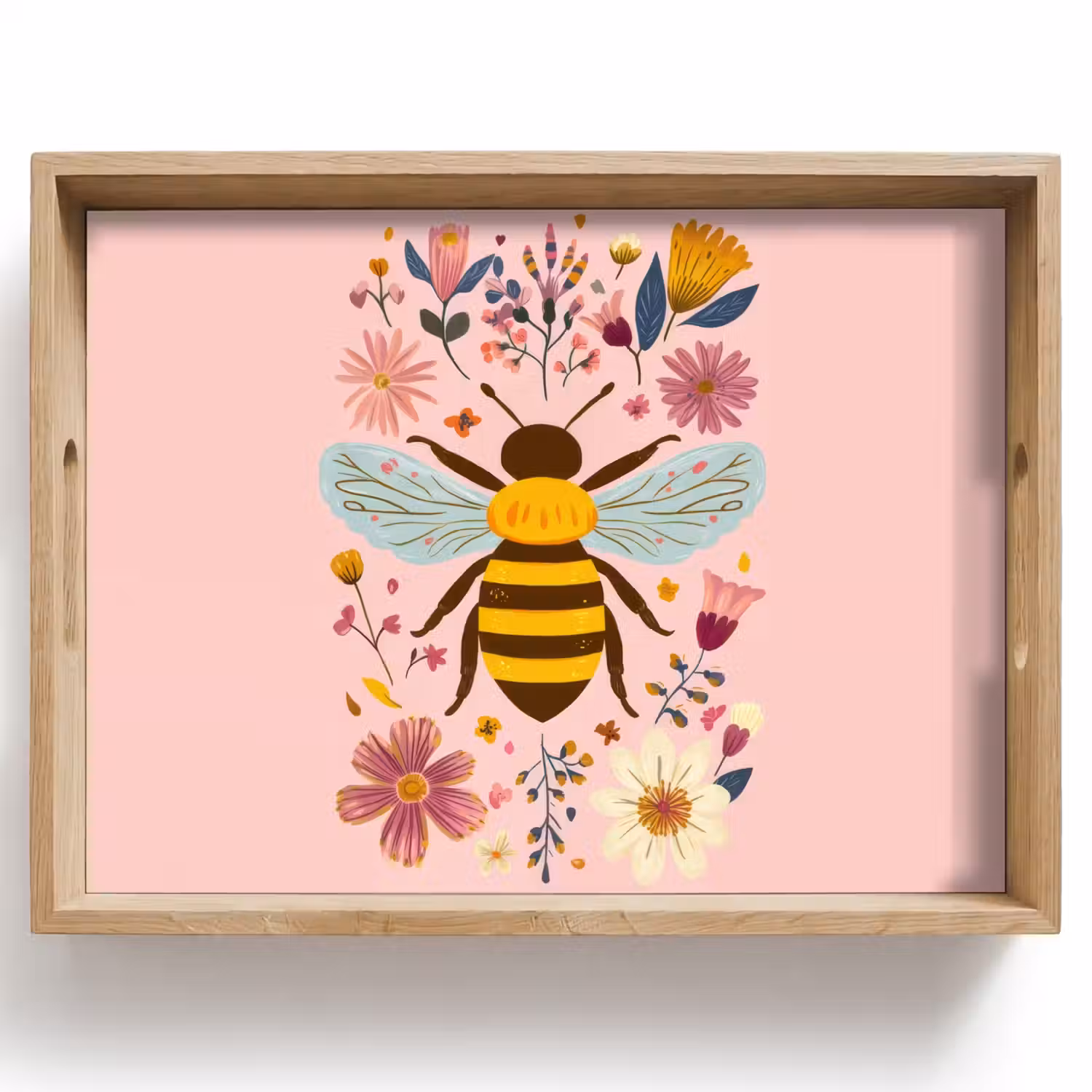 Bij - Geel - Bloemen - Kleurrijk Dienblad Rechthoek middel -z3d_shopping