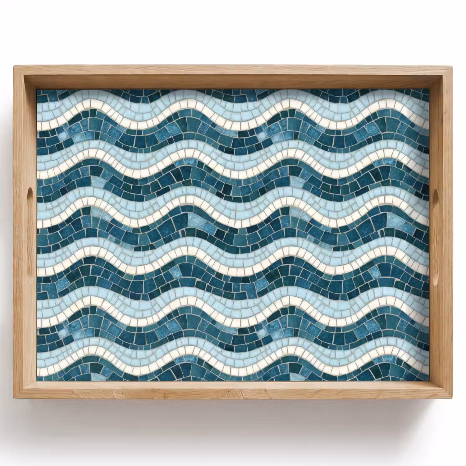 Blauw - Wit - Mozaïek - Golvend Dienblad Rechthoek middel 911 -z3d_shopping
