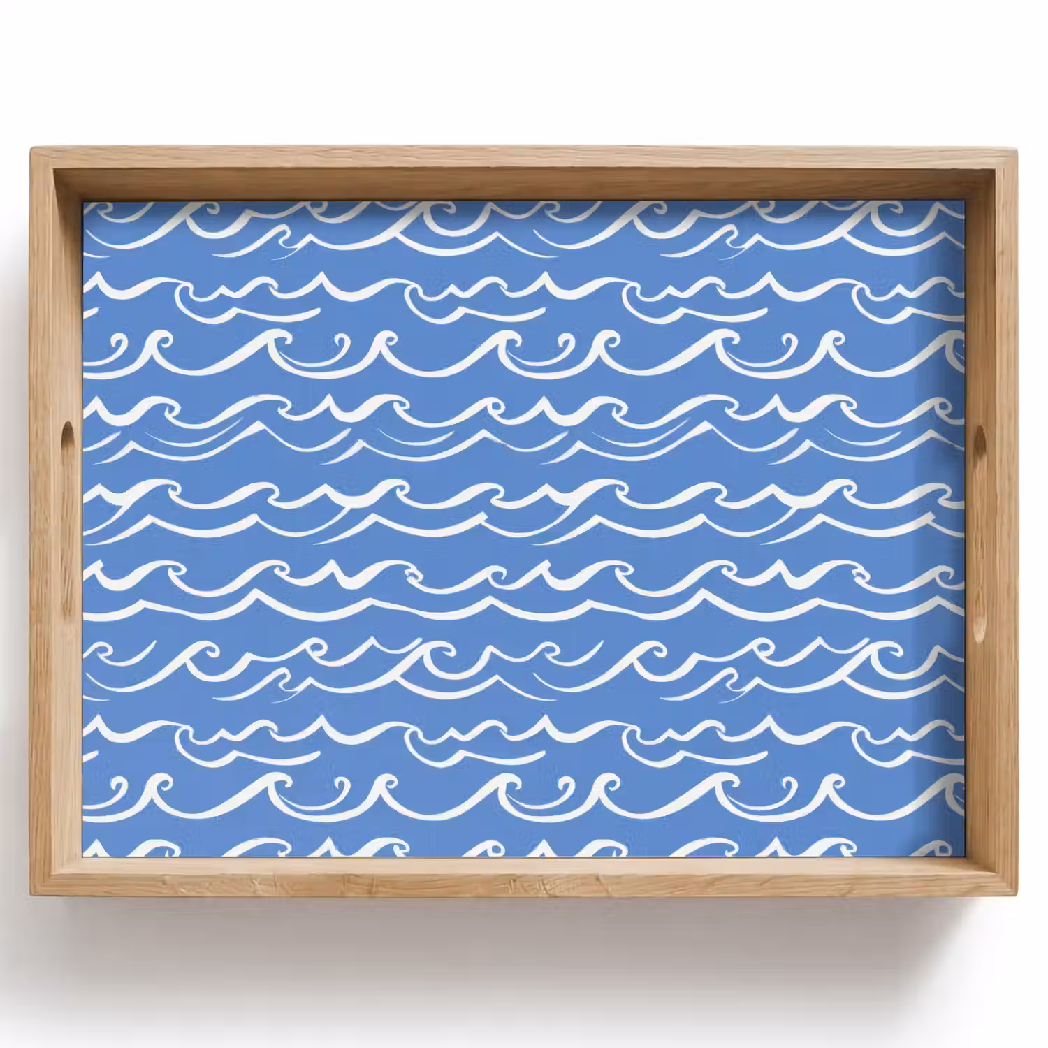 Blauw - Wit - Simpel - Getekend - Golven Dienblad Rechthoek middel 911 -z3d_shopping