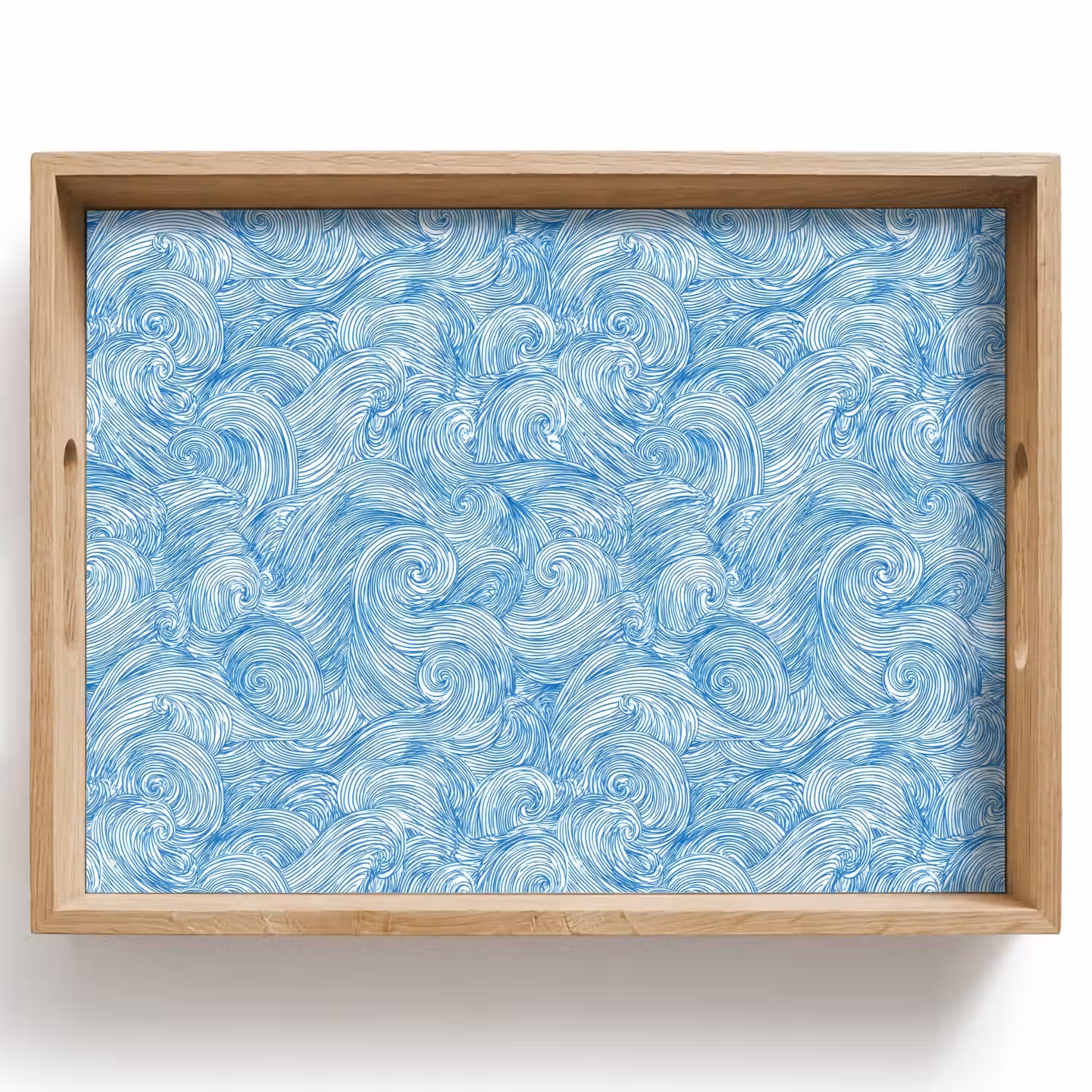 Blauw - Wit - Spiraal - Golven - Lijnen Dienblad Rechthoek middel 911 -z3d_shopping