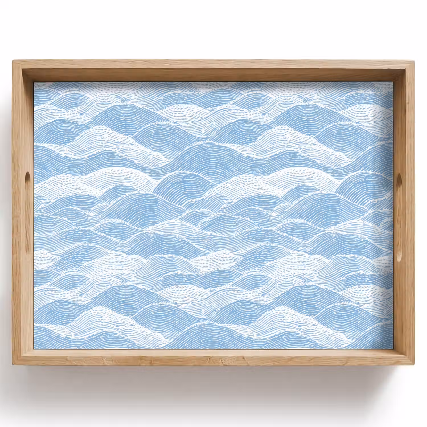 Blauw - Wit - Golven - Getekend Dienblad Rechthoek middel 911 -z3d_shopping