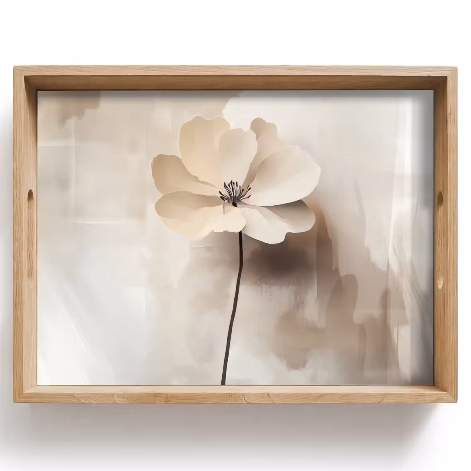 Bloem - Beige - Verf - Schaduw Dienblad Rechthoek middel -z3d_shopping