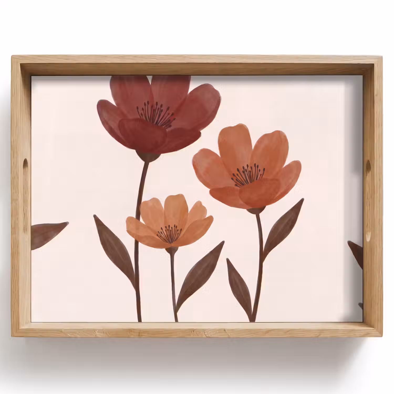 Bloemen - Abstract - Modern - Bruin - Decoratief Dienblad Rechthoek middel -z3d_shopping