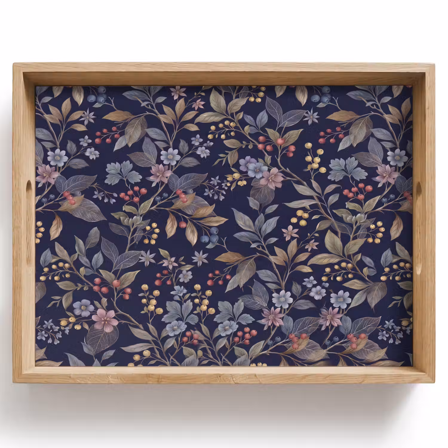 Bloemen - Bladeren - Patroon - Botanisch - Donkerblauw Dienblad Rechthoek middel -z3d_shopping