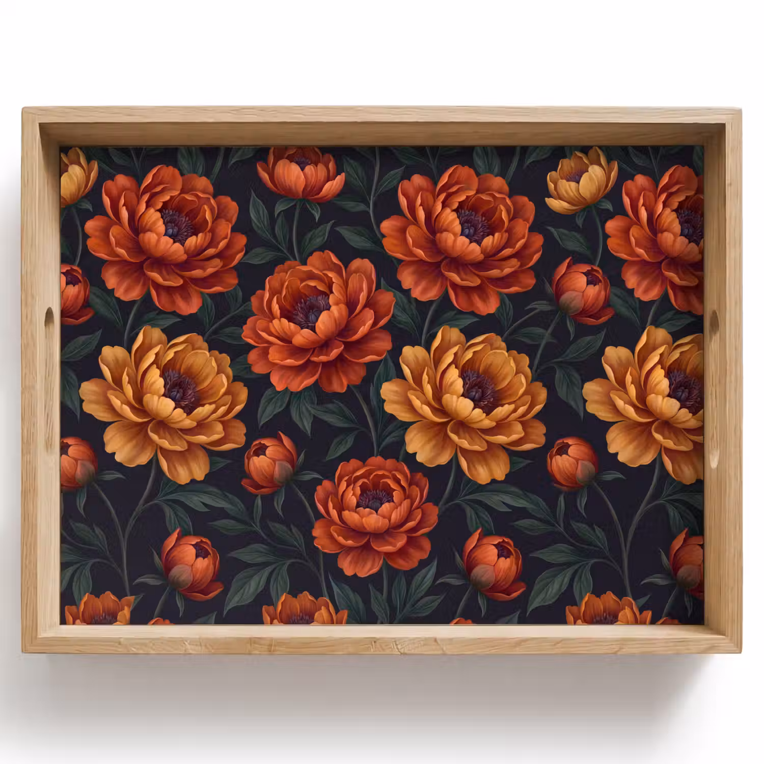 Bloemen - Bladeren - Natuur - Modern - Oranje Dienblad Rechthoek middel -z3d_shopping