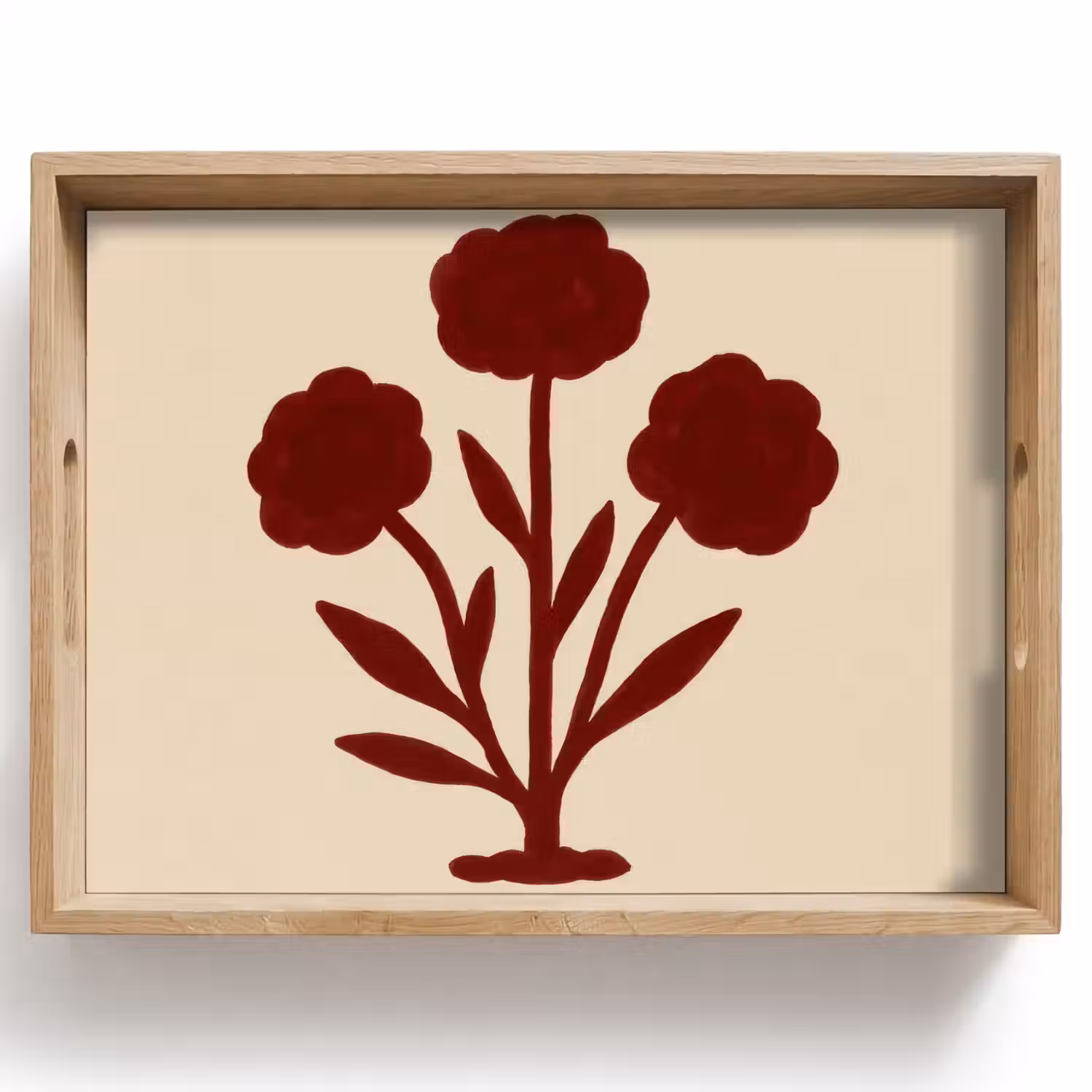 Bloemen - Bladeren - Rood - Minimalistisch Dienblad Rechthoek middel -z3d_shopping