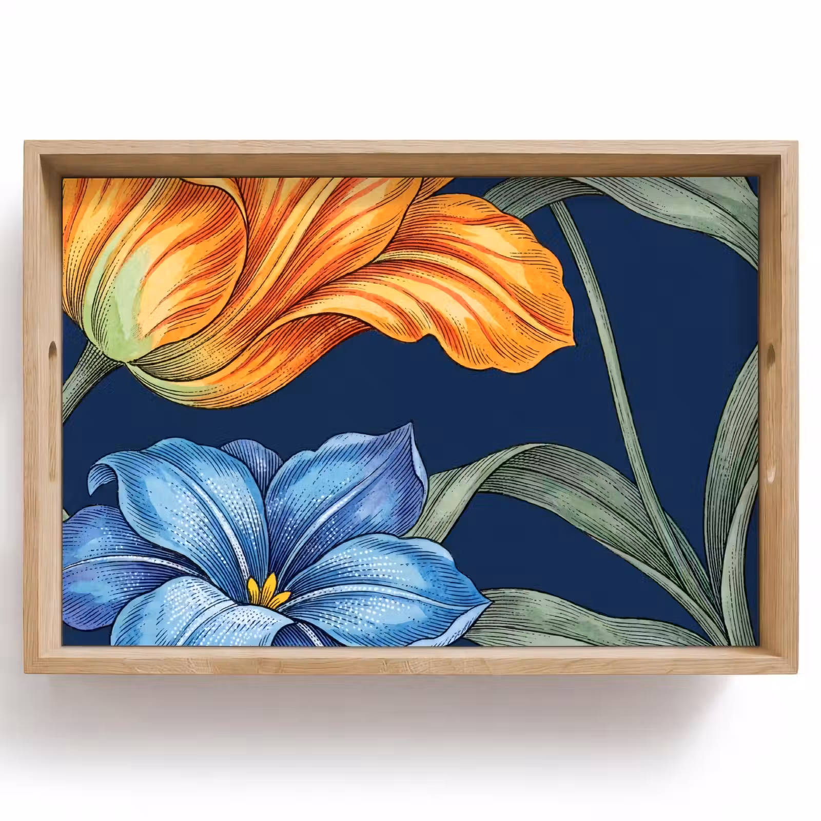 Tablett - Blumen – Botanik – Muster - Bloemen - Botanisch - Patroon Dienblad Rechthoek middel