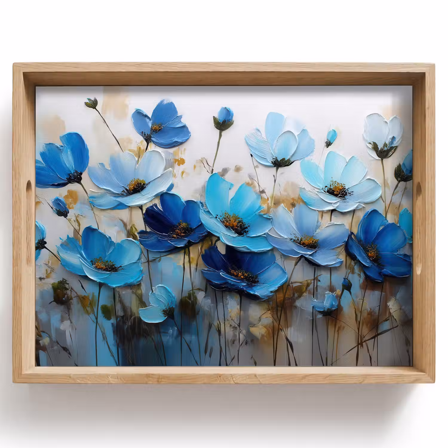 Bloemen - Schilderij - Blauw Dienblad Rechthoek middel -z3d_shopping