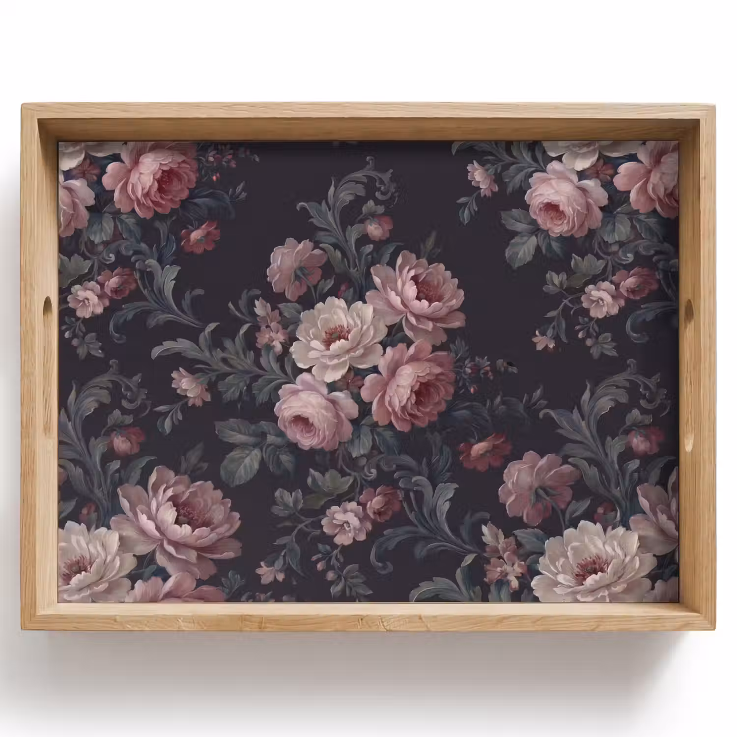 Bloemen - Patroon - Sierlijk - Roze - Donker Dienblad Rechthoek middel -z3d_shopping