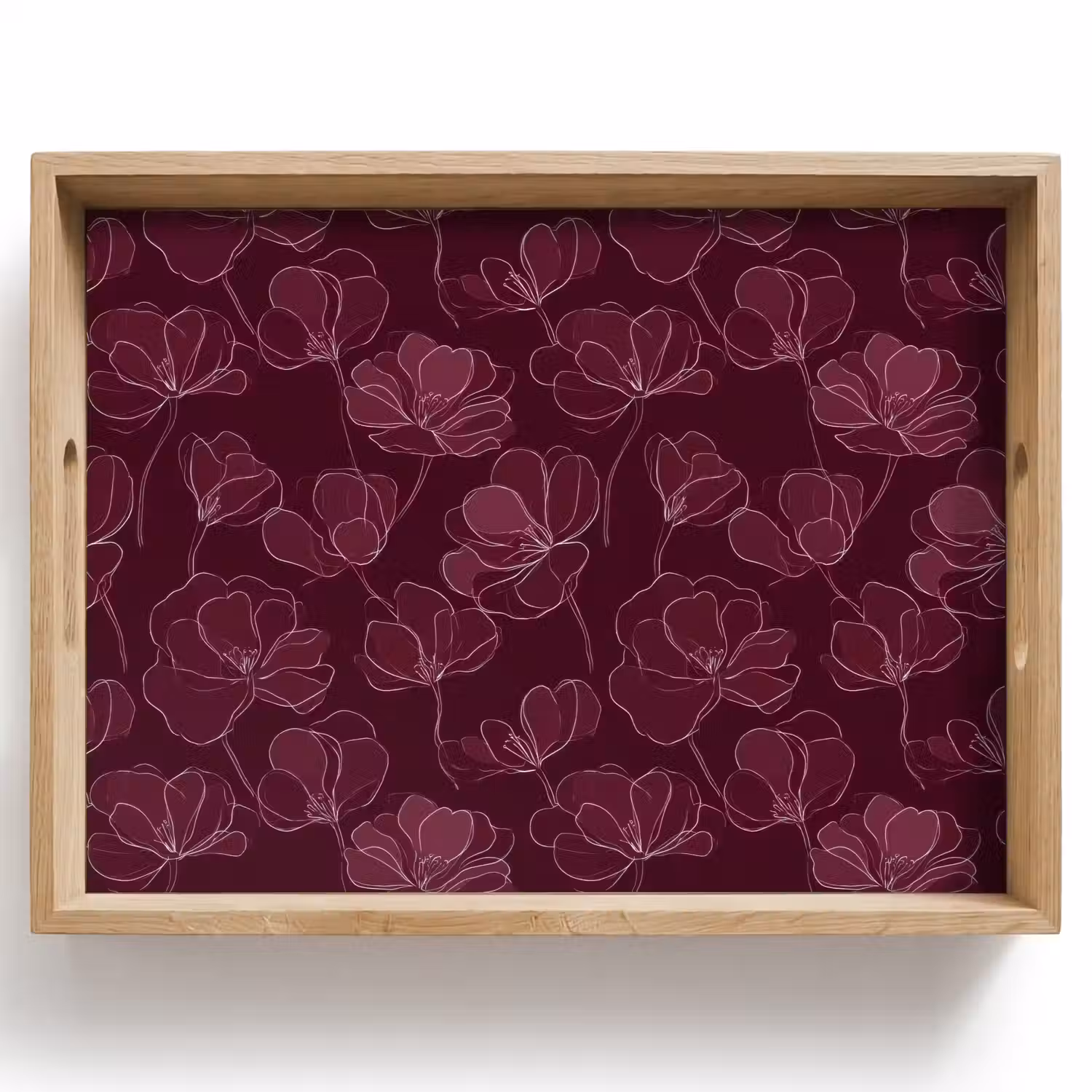 Bloemen - Patroon - Bordeauxrood Dienblad Rechthoek middel 911 -z3d_shopping