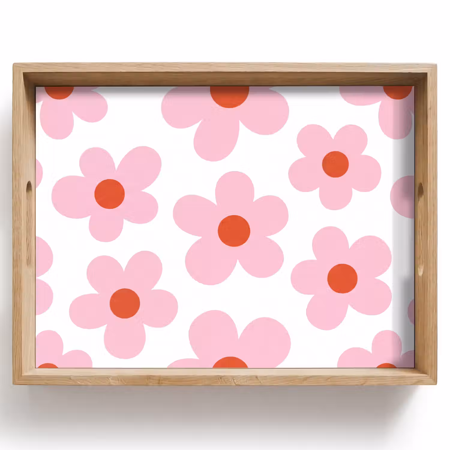 Bloemen - Patroon - Modern - Roze - Wit Dienblad Rechthoek middel -z3d_shopping