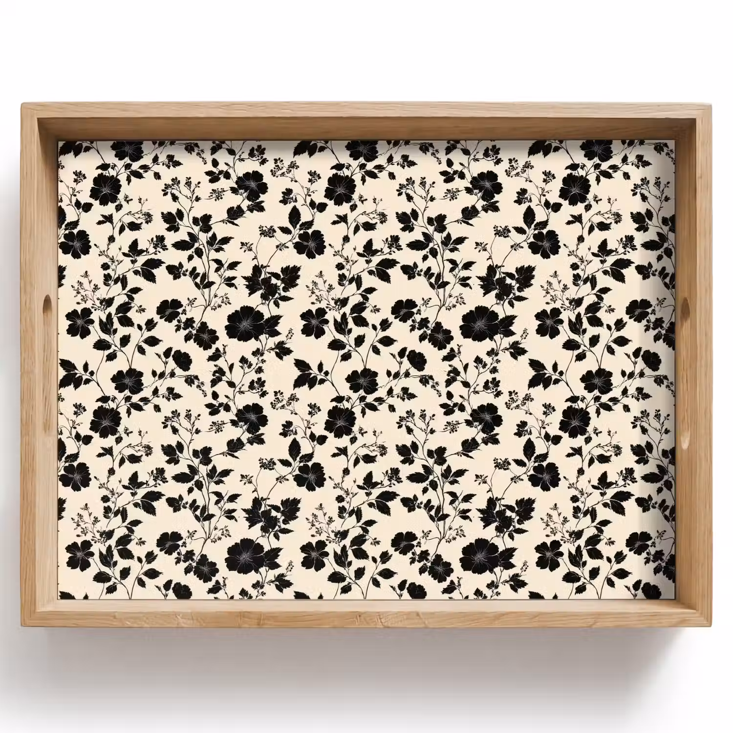 Bloemen - Dessin - Zwart Dienblad Rechthoek middel 911 -z3d_shopping
