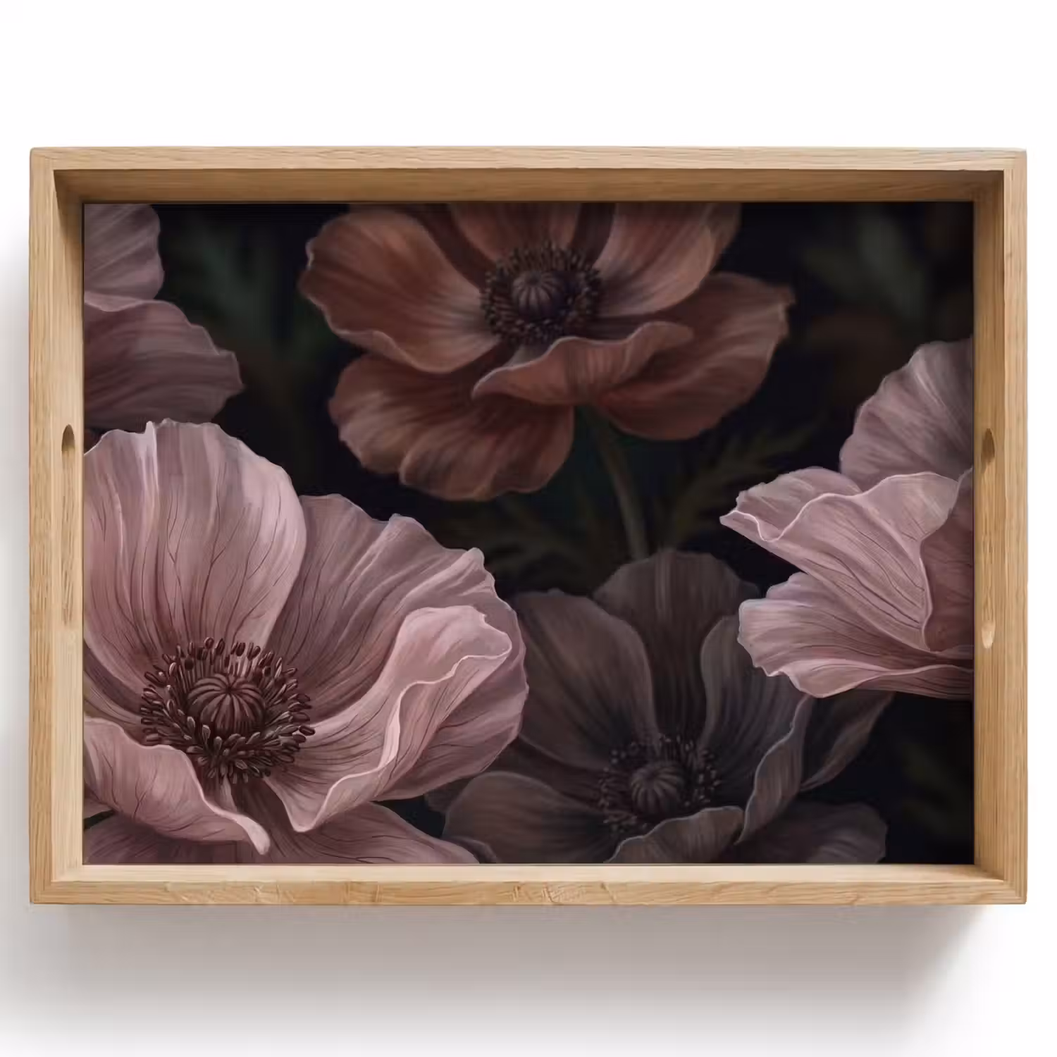 Bloemen - Natuur - Roze - Donker - Modern Dienblad Rechthoek middel -z3d_shopping
