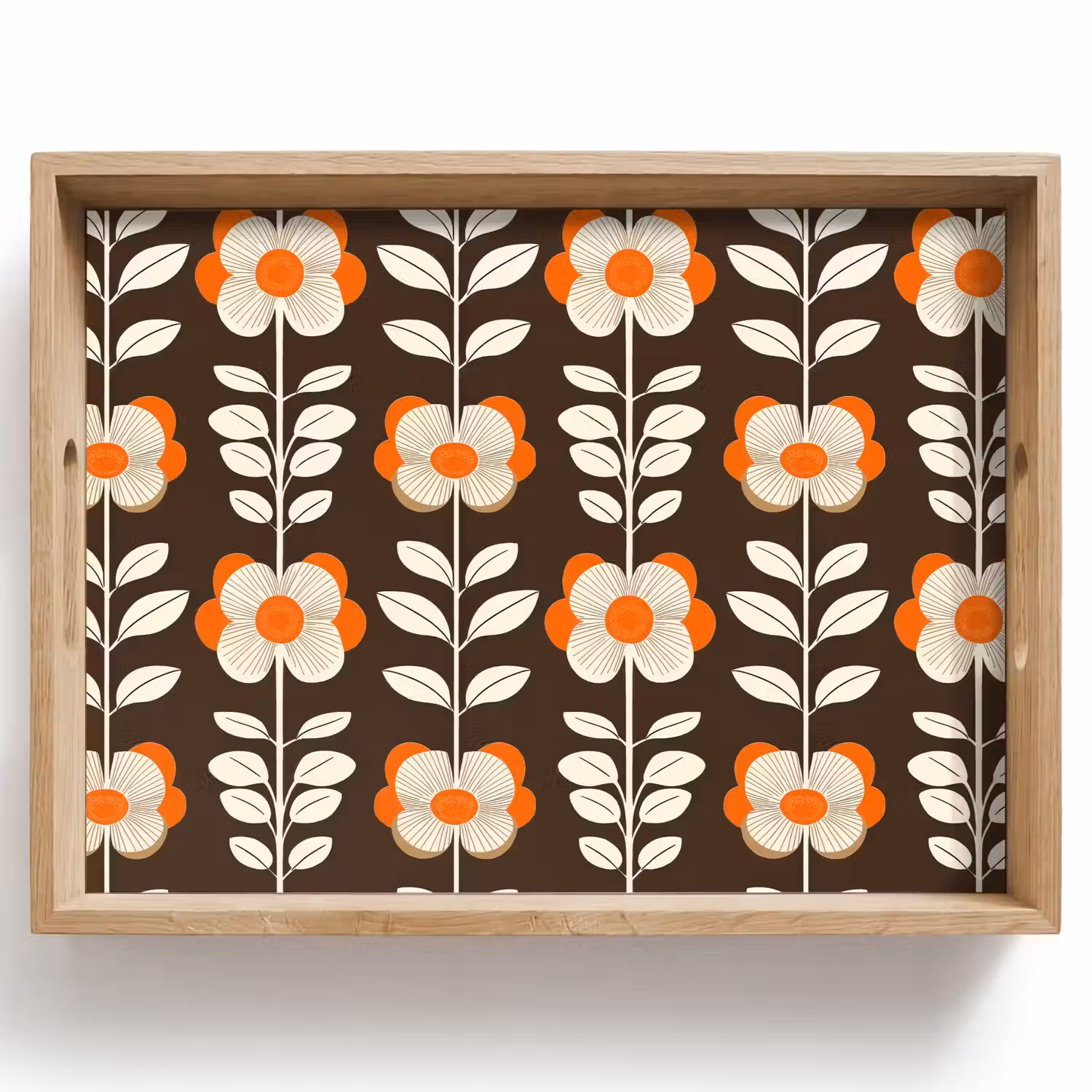 Bloemen - Retro - Bruin Dienblad Rechthoek middel 911 -z3d_shopping