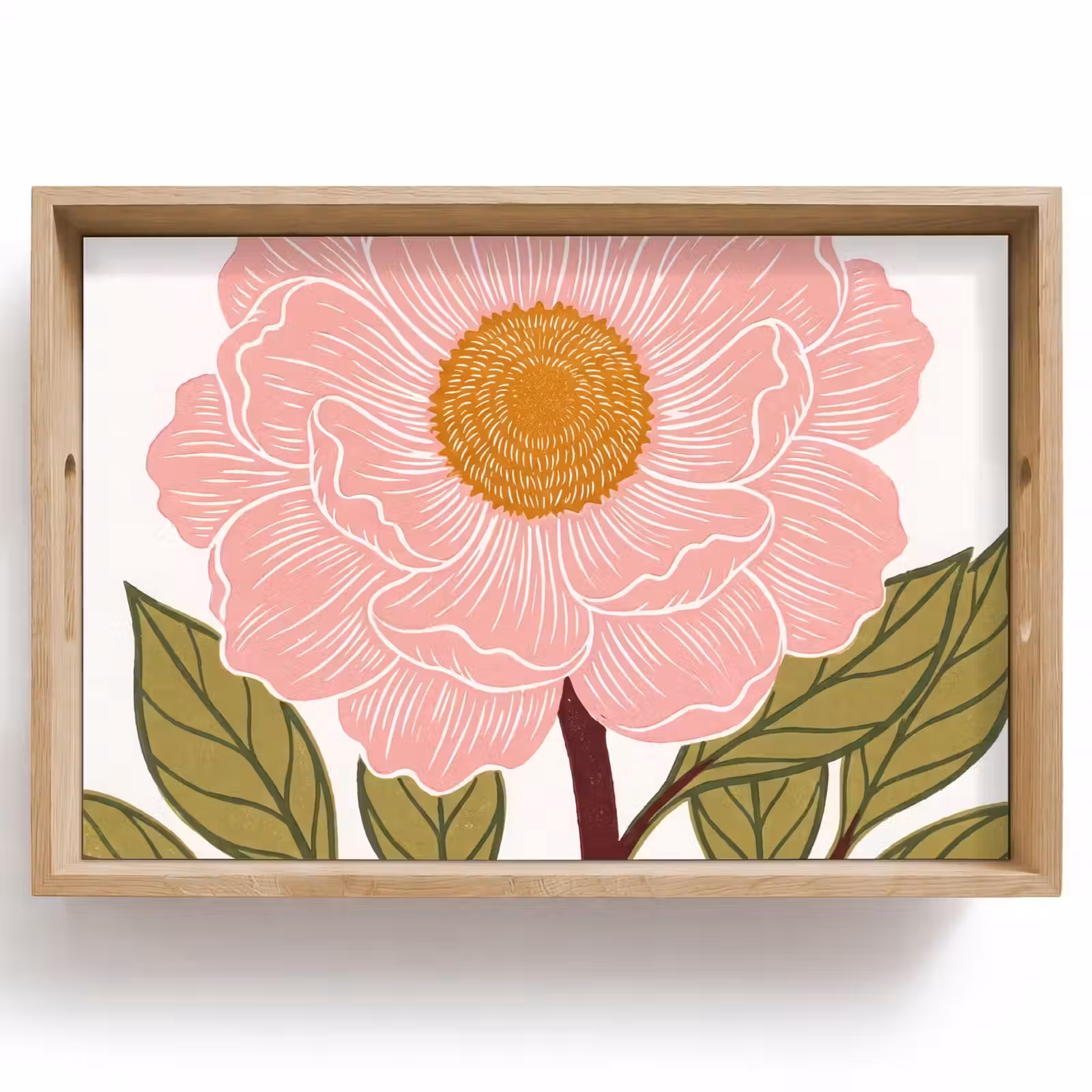 Tablett - Blumen – Rosa – Illustration - Bloemen - Roze - Illustratie Dienblad Rechthoek middel