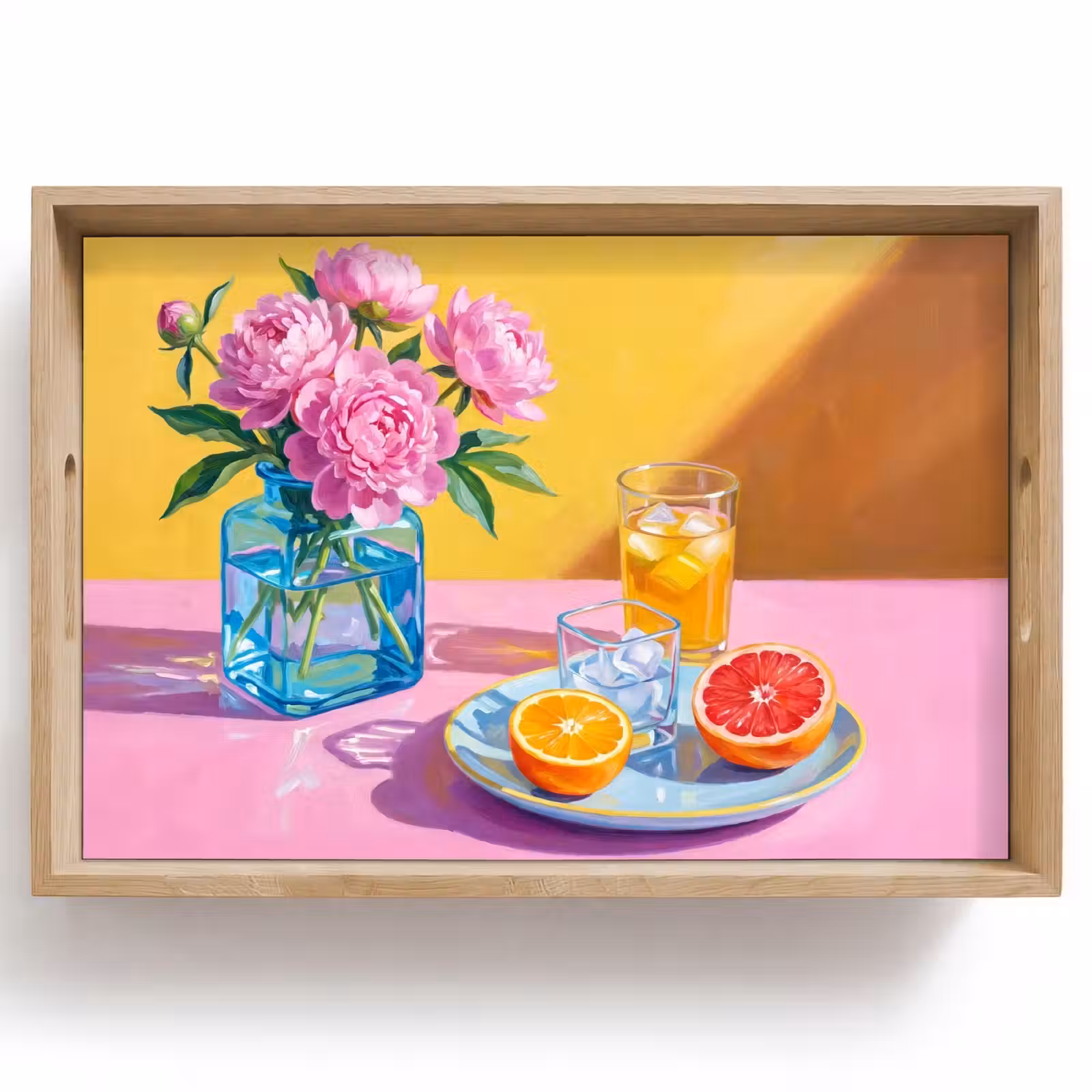 Tablett - Blumen – Rosa – Modern - Bloemen - Roze - Modern Dienblad Rechthoek middel