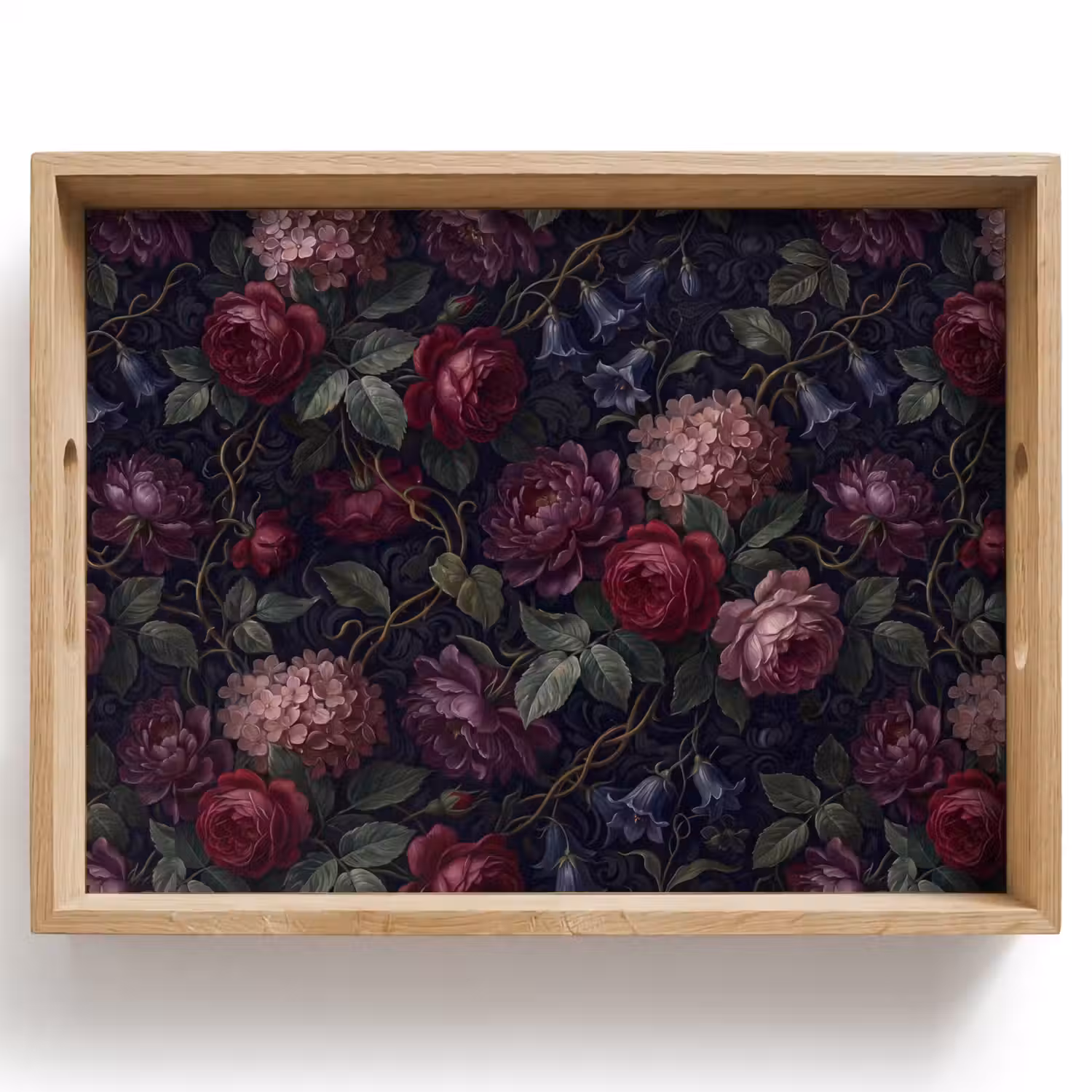 Bloemen - Rood - Klassiek - Donker - Patroon Dienblad Rechthoek middel -z3d_shopping