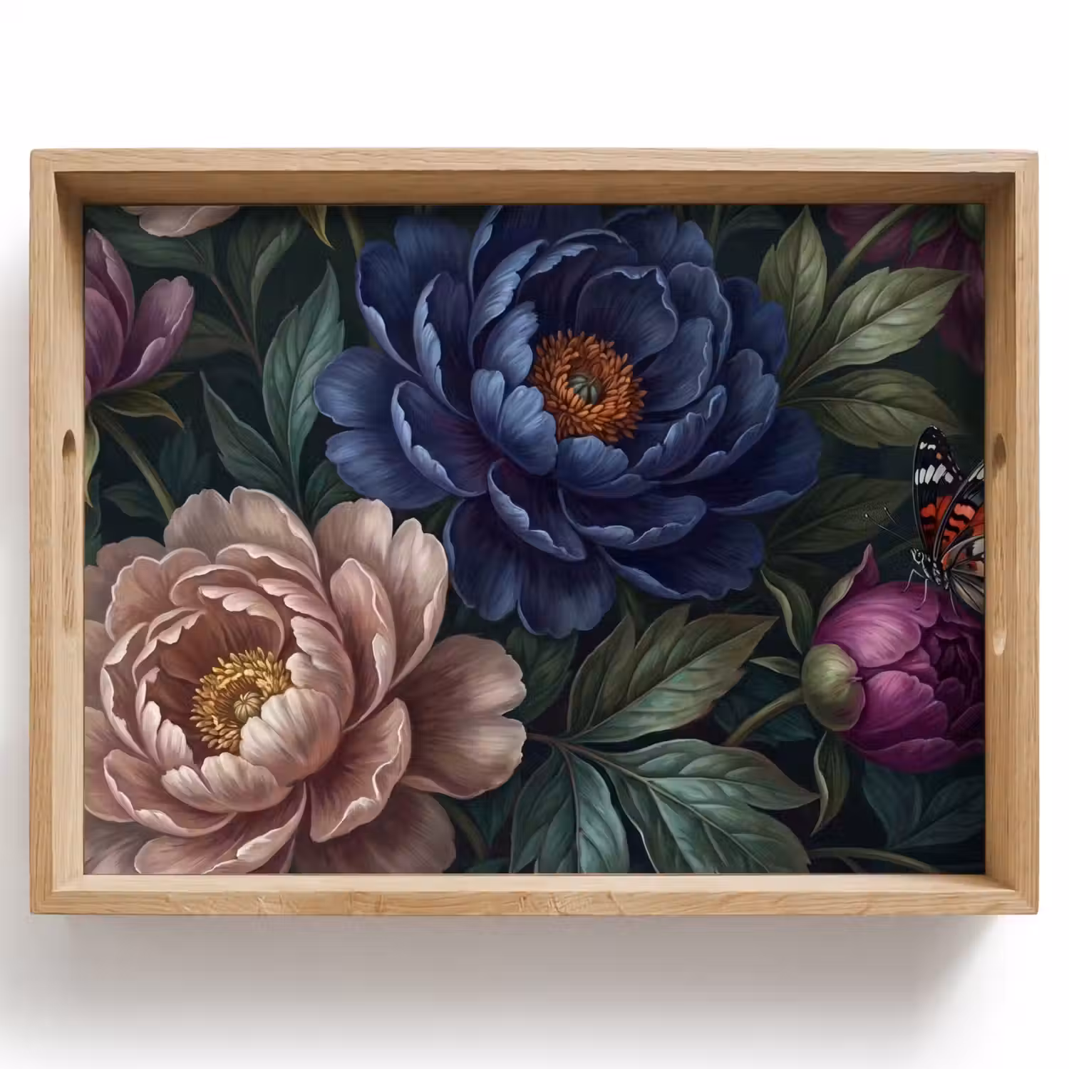 Bloemen - Vlinder - Natuur - Modern - Paars Dienblad Rechthoek middel -z3d_shopping