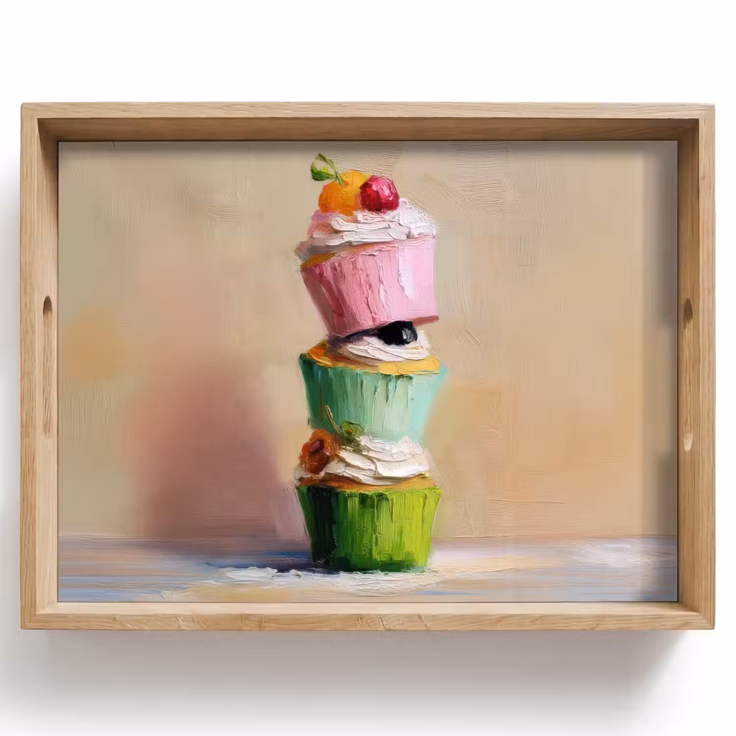 Cupcakes - Gestapeld - Kleurrijk - Fruit Dienblad Rechthoek middel -z3d_shopping