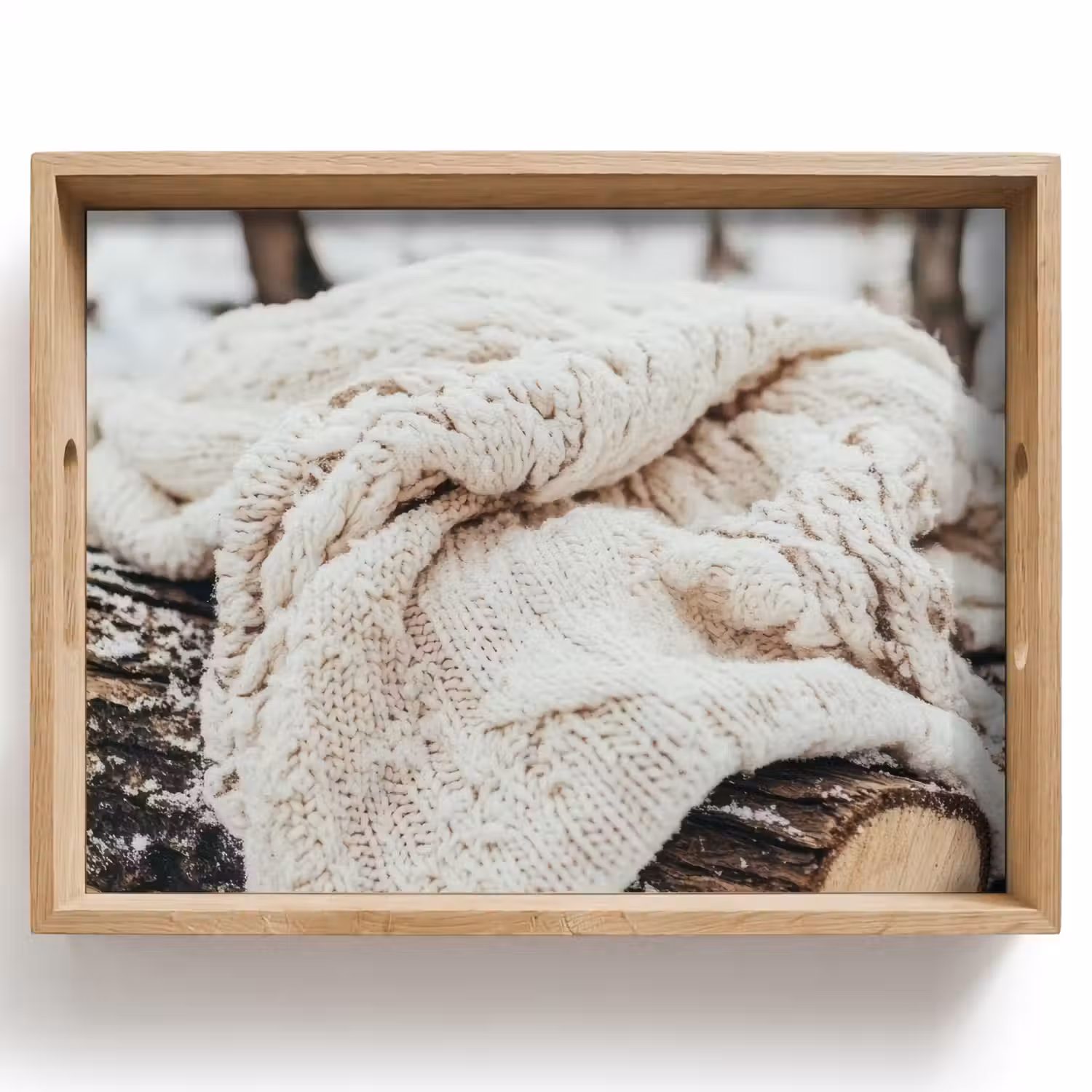 Deken - Wit - Boomstronk - Winter - Sneeuw Dienblad Rechthoek middel -z3d_shopping