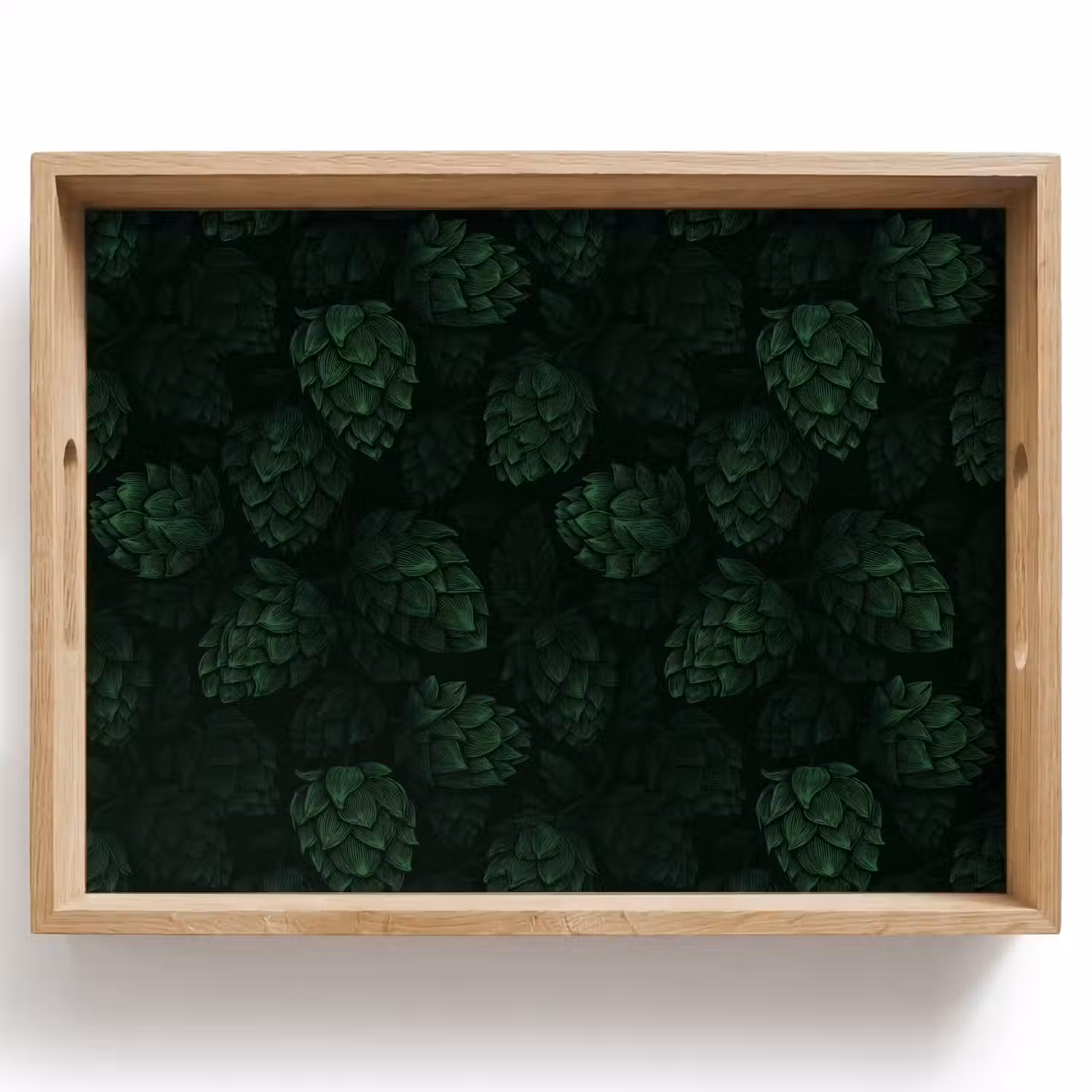 Donker - Groen - Hopbellen - Botanisch - Illustratie Dienblad Rechthoek middel 911 -z3d_shopping