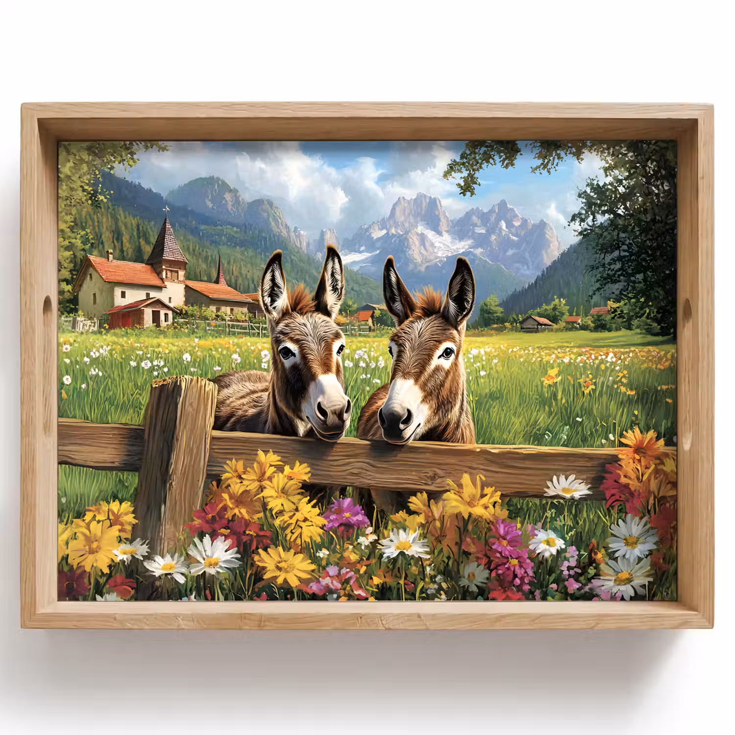Ezels - Bloemen - Zomers Dienblad Rechthoek middel -z3d_shopping