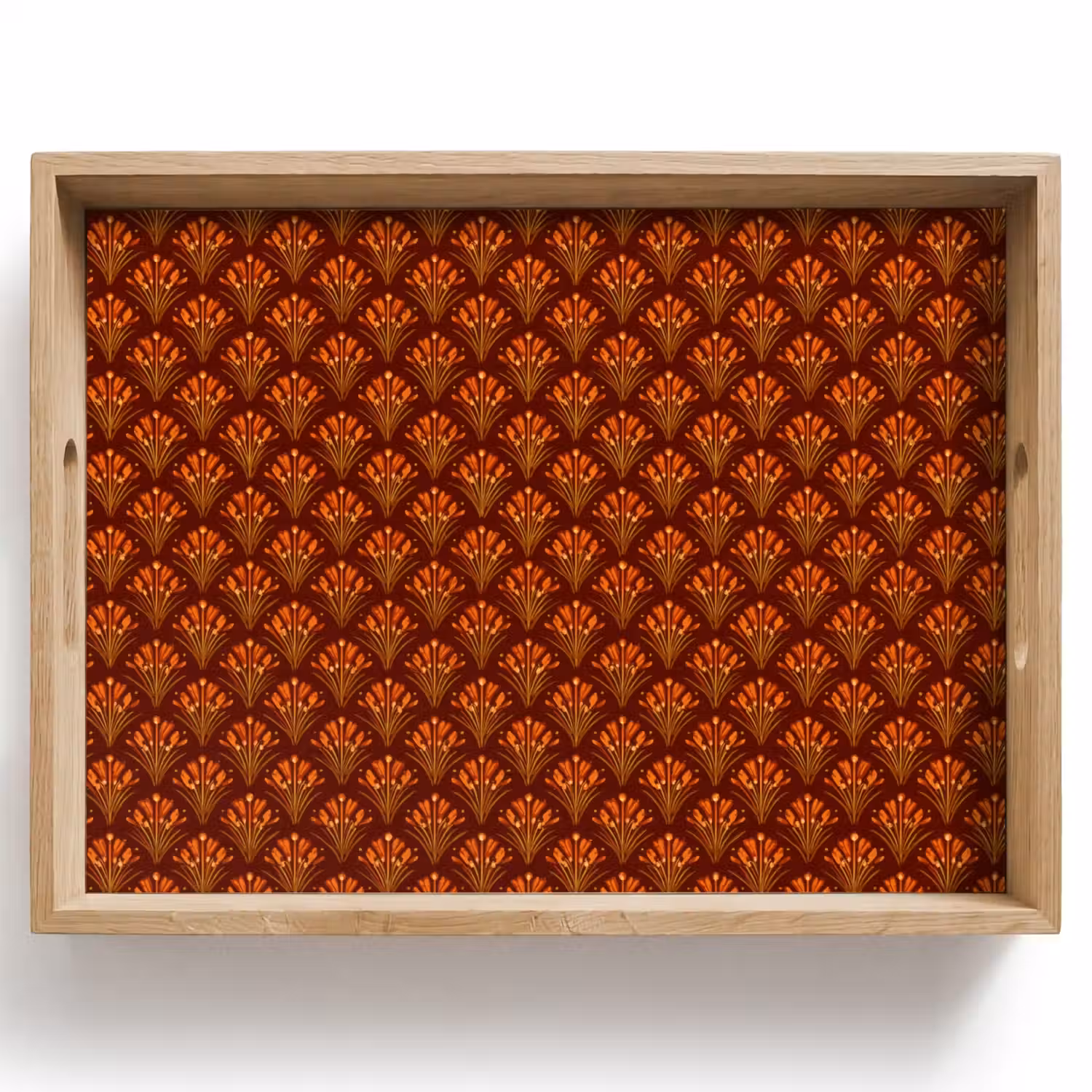 Waaiers - Art Deco - Botanisch - Roestbruin - Oranje Dienblad Rechthoek middel 911 -z3d_shopping