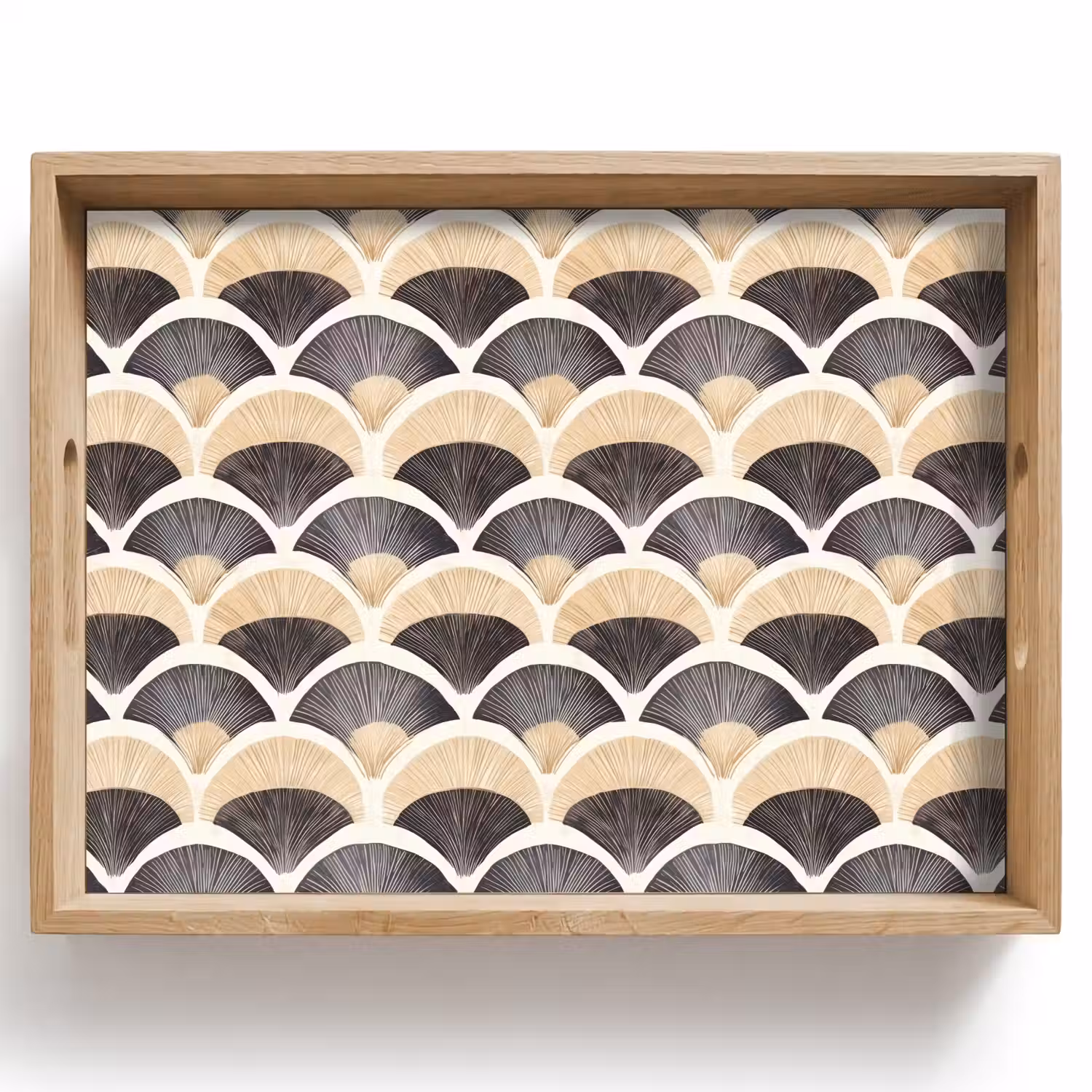 Waaier - Patroon - Zwart - Beige Dienblad Rechthoek middel 911 -z3d_shopping