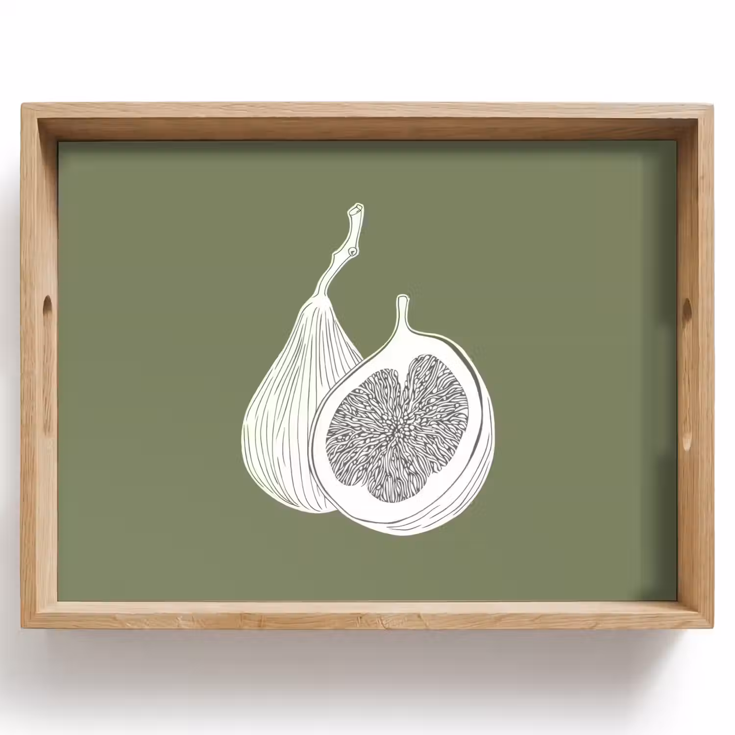 Vijgen - Minimalistisch - Getekend - Mosgroen Dienblad Rechthoek middel -z3d_shopping