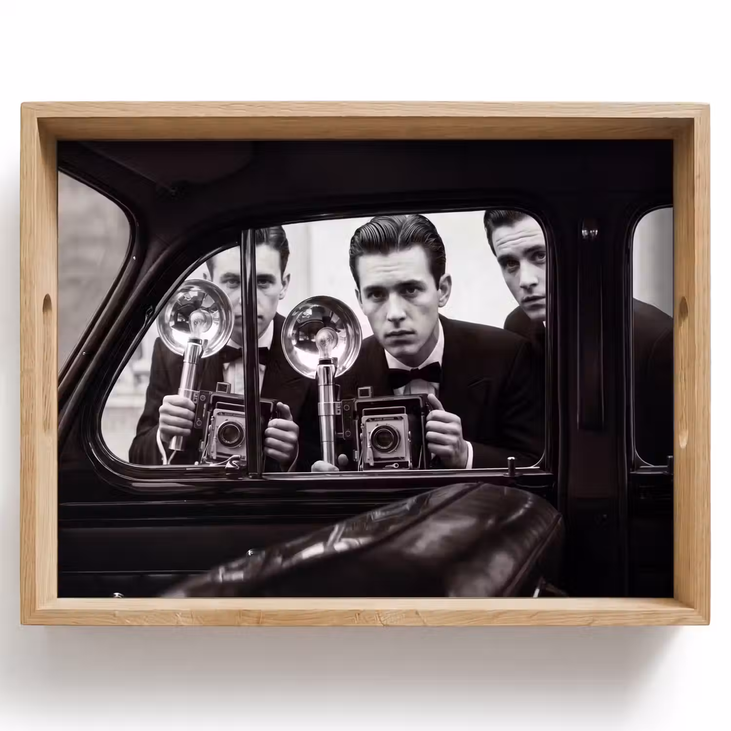 Fotograaf - Camera - Vintage - Journalistiek - Zwart-wit Dienblad Rechthoek middel -z3d_shopping